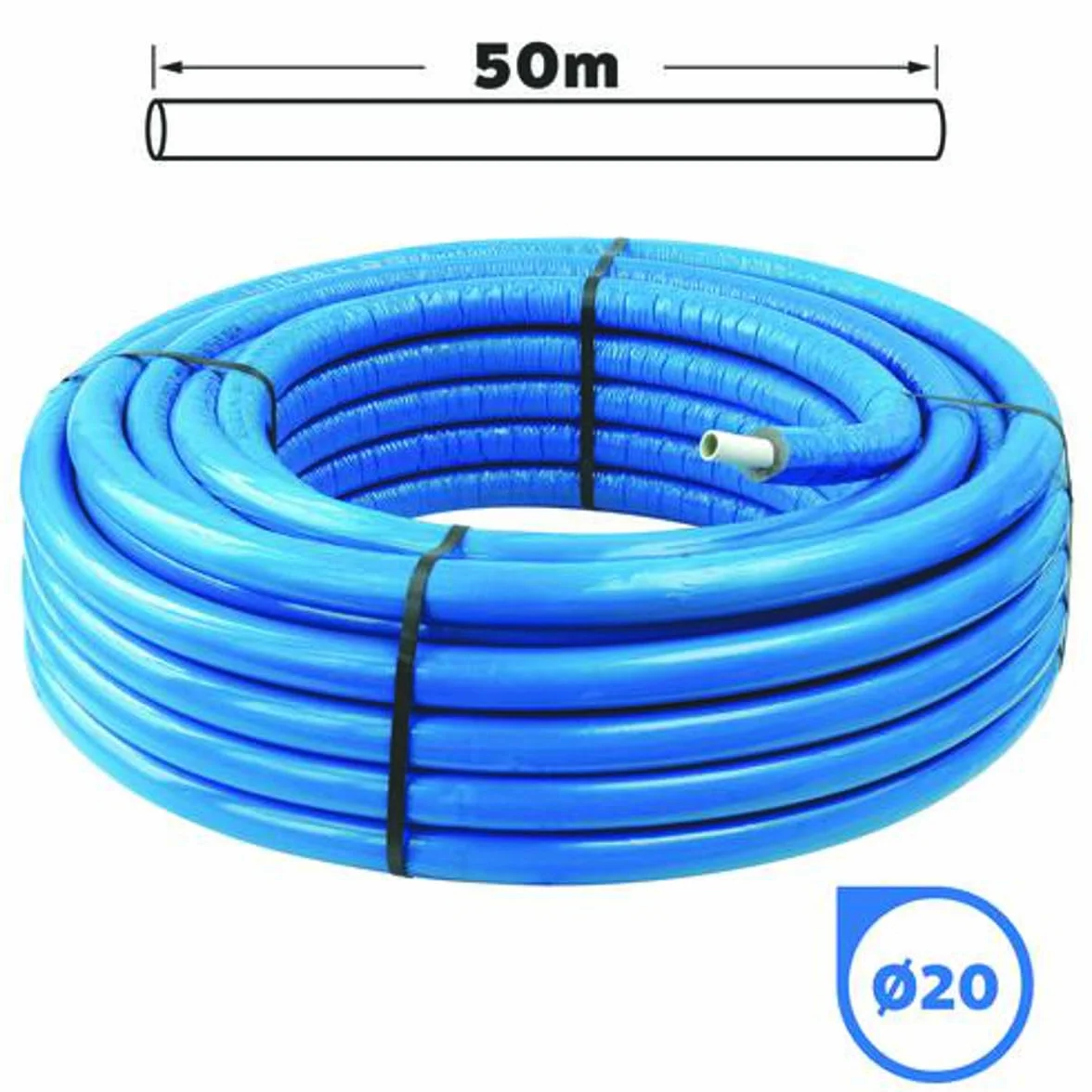 SOMATHERM Rura Multistrato Ø20 Izolowana Niebieska 50m Bariera Antytlenowa 10 Bar