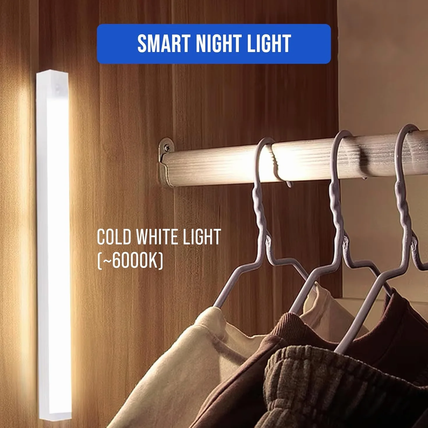 Lampa LED z czujnikiem ruchu 50 cm Magnetyczna USB Akumulatorowe oświetlenie zimne białe światło