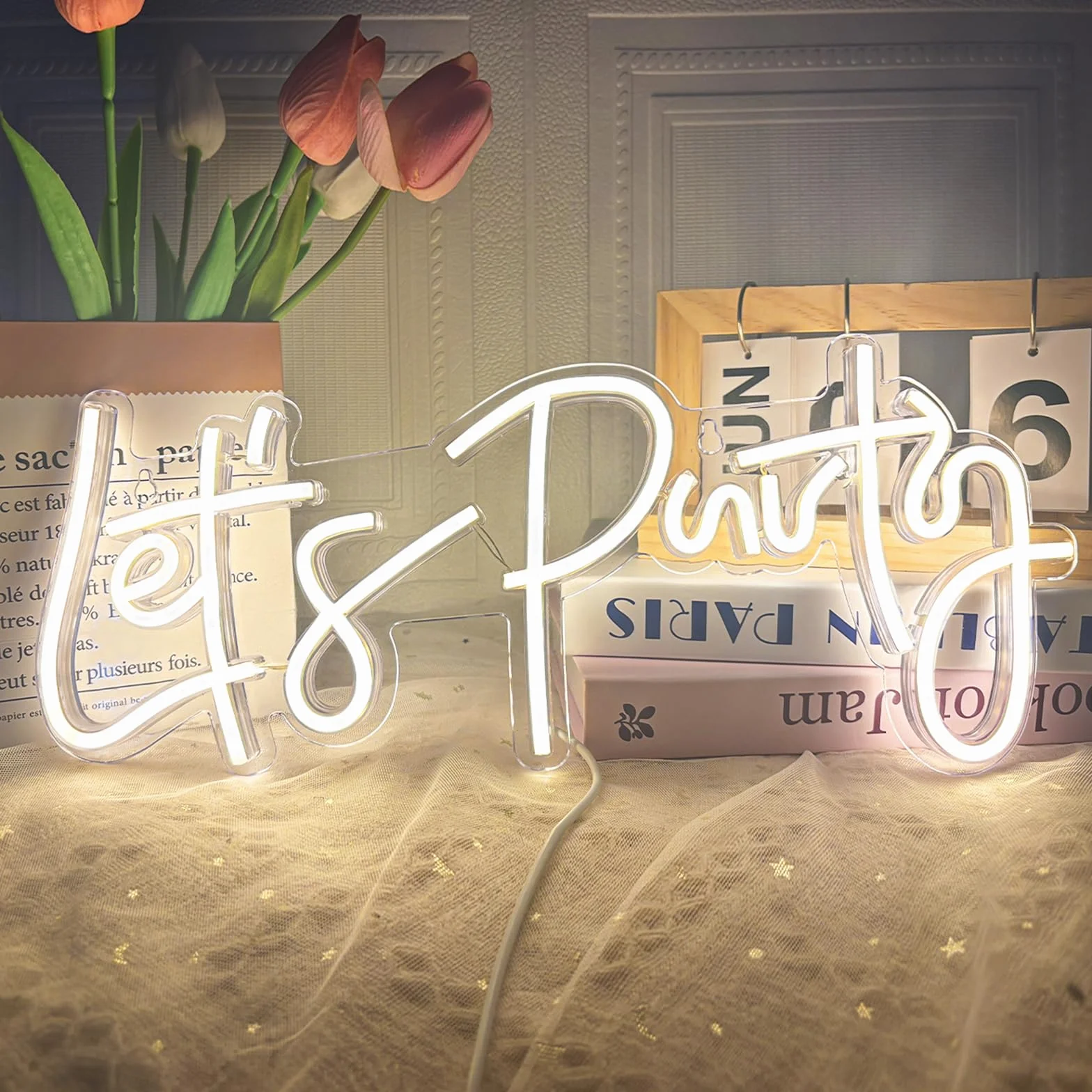 Let's Party neonowy znak świetlny LED dekoracja ścienna