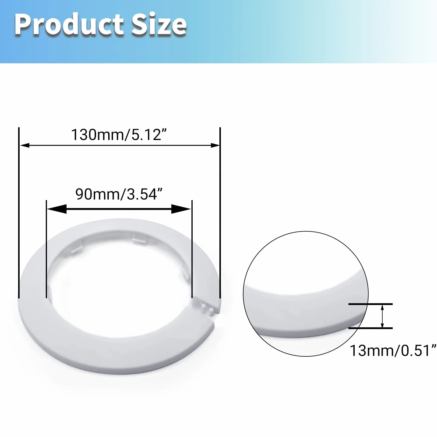 MroMax Pasuje do kołnierza rury wodnej o średnicy zewnętrznej 9 cm, biała pokrywa rury, grzejnik, tworzywo PP, 90 mm, kołnierz rozety do rury ściennej, dekoracja rury, 1 szt