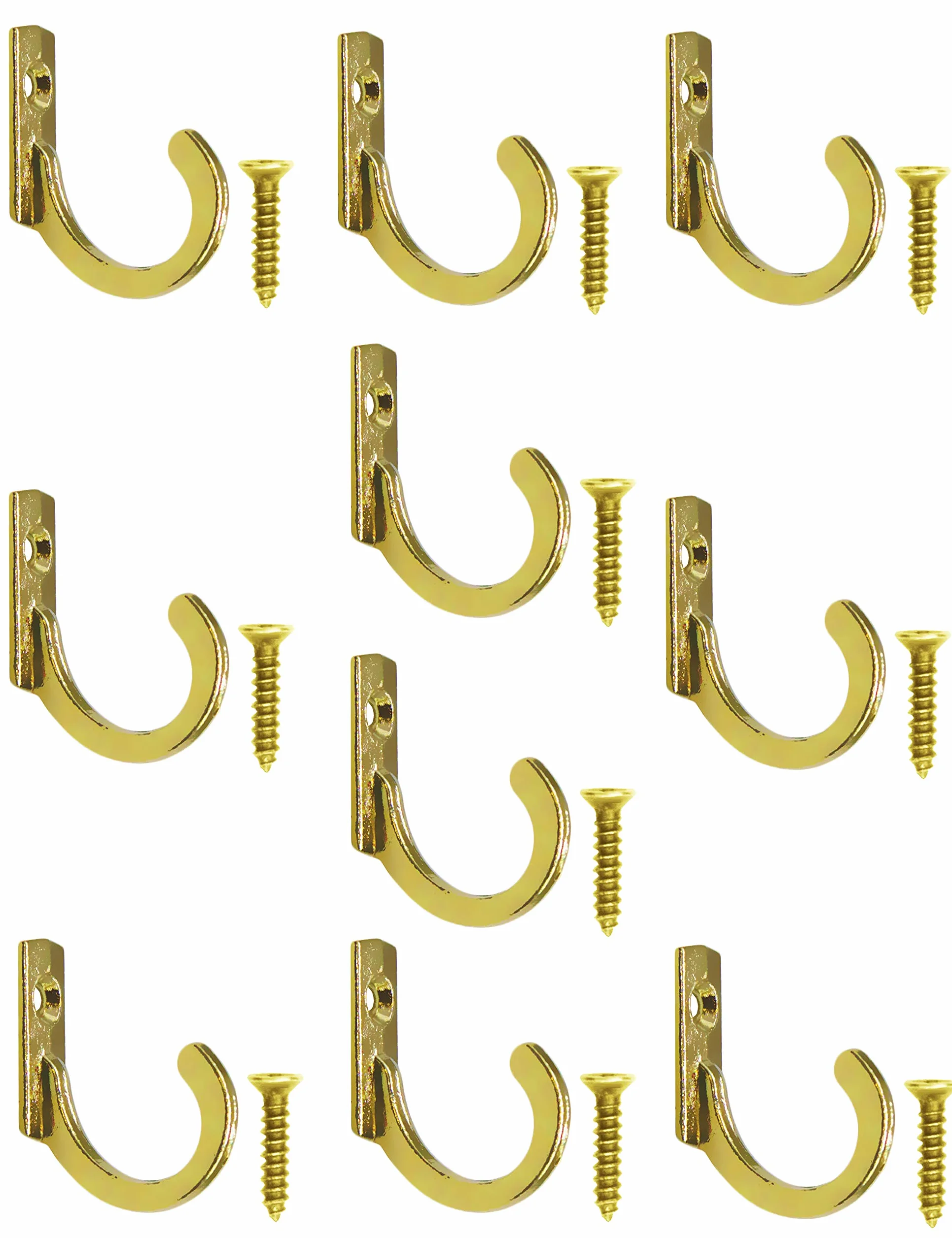 Fuxxer® – 10 x haczyk na obraz, żelazny haczyk, metalowy haczyk, hak ścienny, wzór mosiądzu, styl vintage, 23 mm, złoty, zestaw 10 sztuk