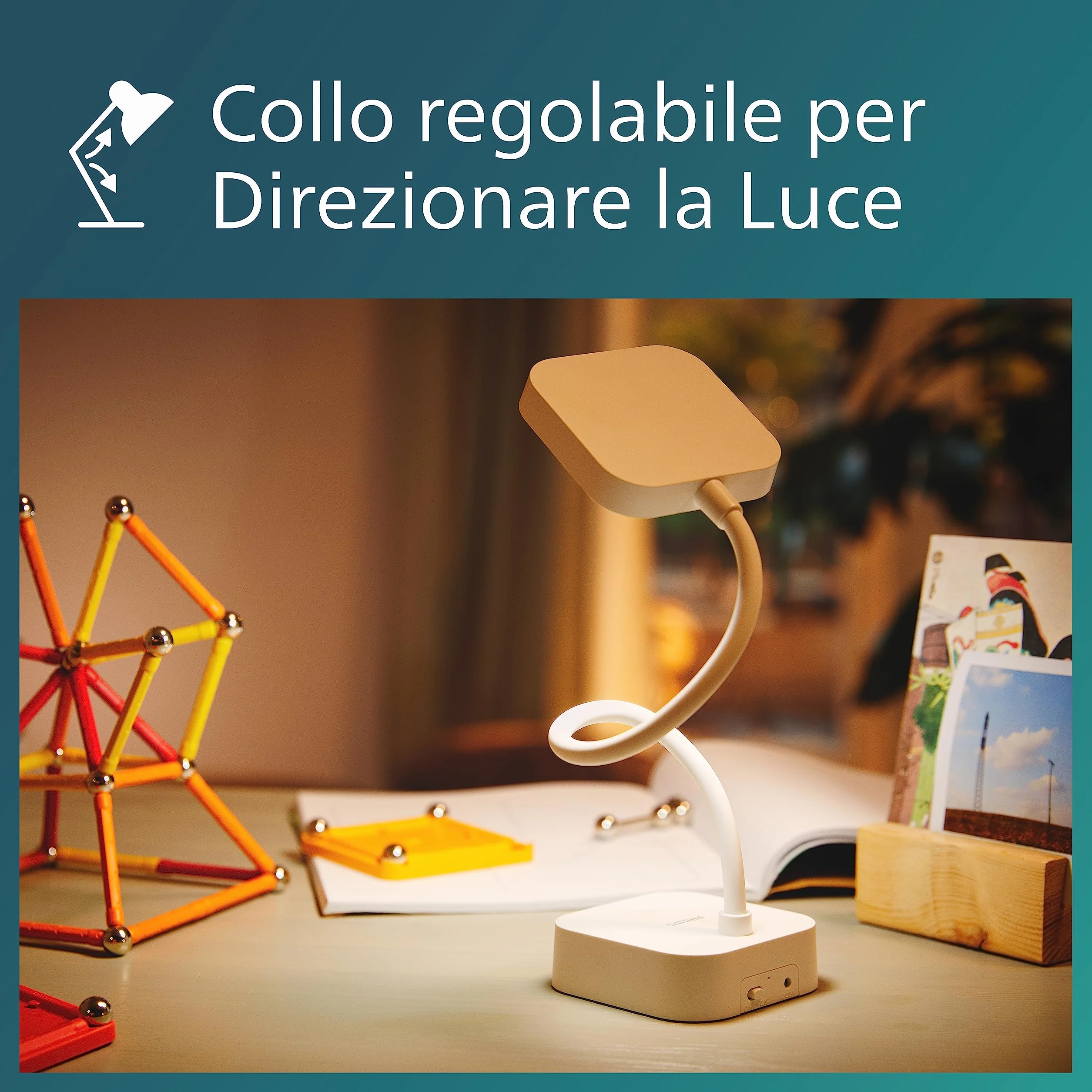 Philips LED Lampka biurkowa Performance Rock DSK211 5W 5000K biała przyciemnianie USB