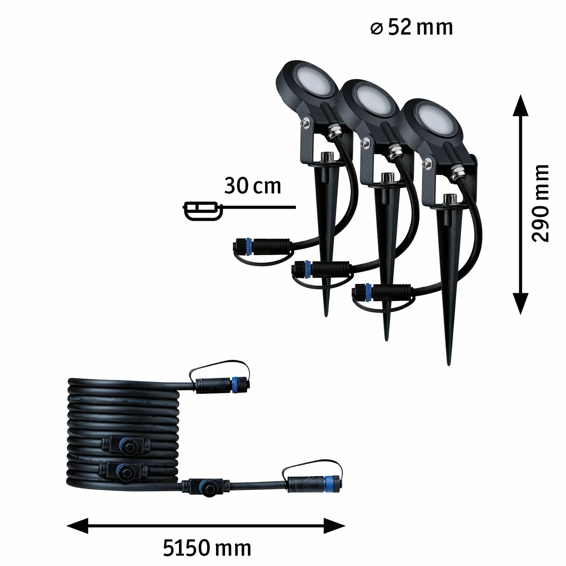 Paulmann 93689 Plug & Shine lampa zewnętrzna LED Sting 3x6W ściemn. kolec ogrodowy antracyt 3000K