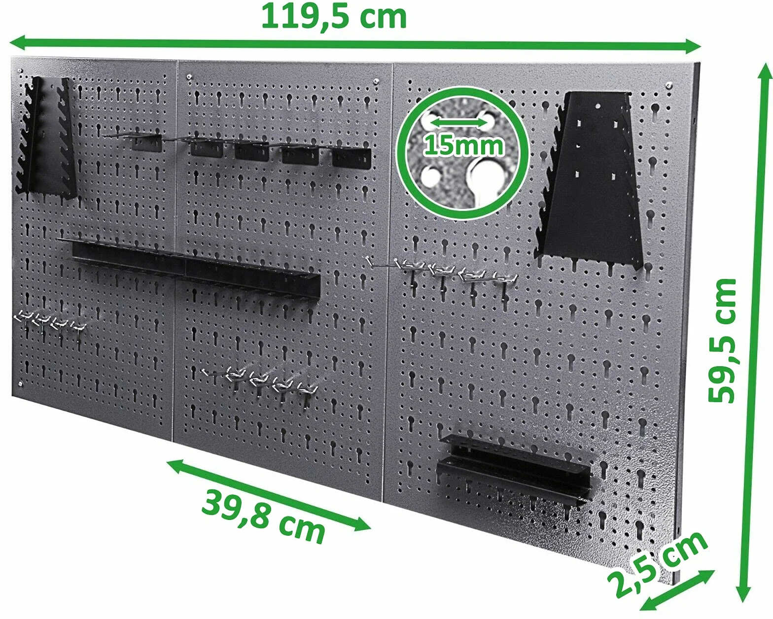 Ondis24 Ścianka narzędziowa 120x60 cm metalowa perforowana z hakami 22-częściowy