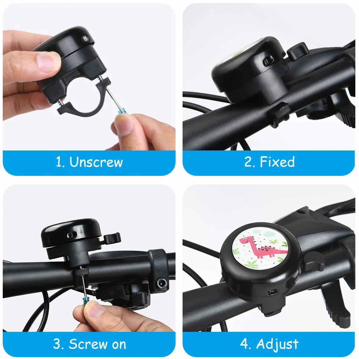 flintronic Dzwonek rowerowy, dziecięcy dzwonek rowerowy z głośnym, wyraźnym dźwiękiem, dzwonek drogowy i górski, akcesoria rowerowe, bezpieczna jazda na rowerze, aluminium, ostrzeżenie, skuter,
