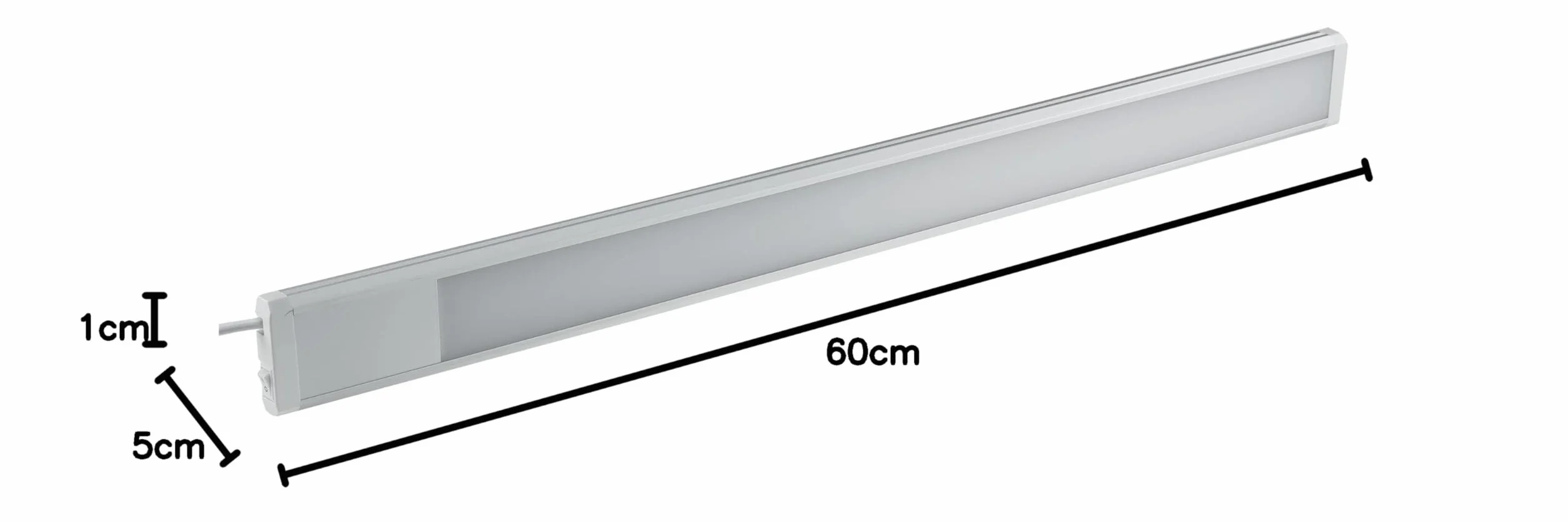 Listwa oświetleniowa podszafkowa LED 60cm 10W 1280 lumenów 230V 1,5m kabel z włącznikiem światło ciepłobiałe