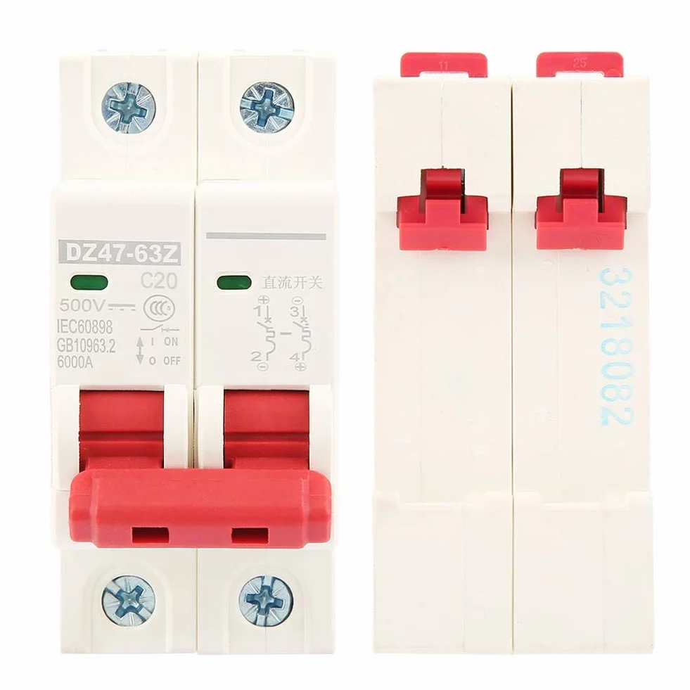 Wyłącznik nadmiarowoprądowy DZ47-63Z-2P DC 500V 20A 6kA 2P Fotowoltaika