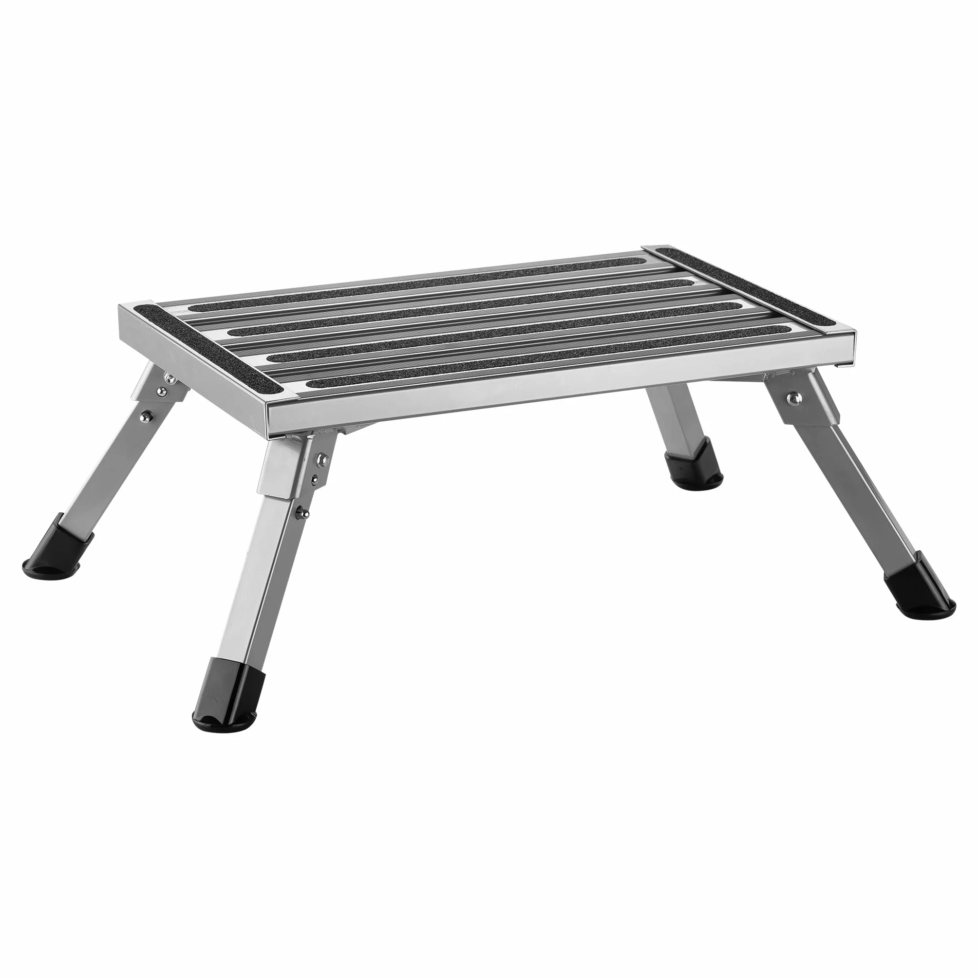 Wiltec Składane schodki z aluminium kempingowe do 220kg antypoślizgowa powierzchnia taboret