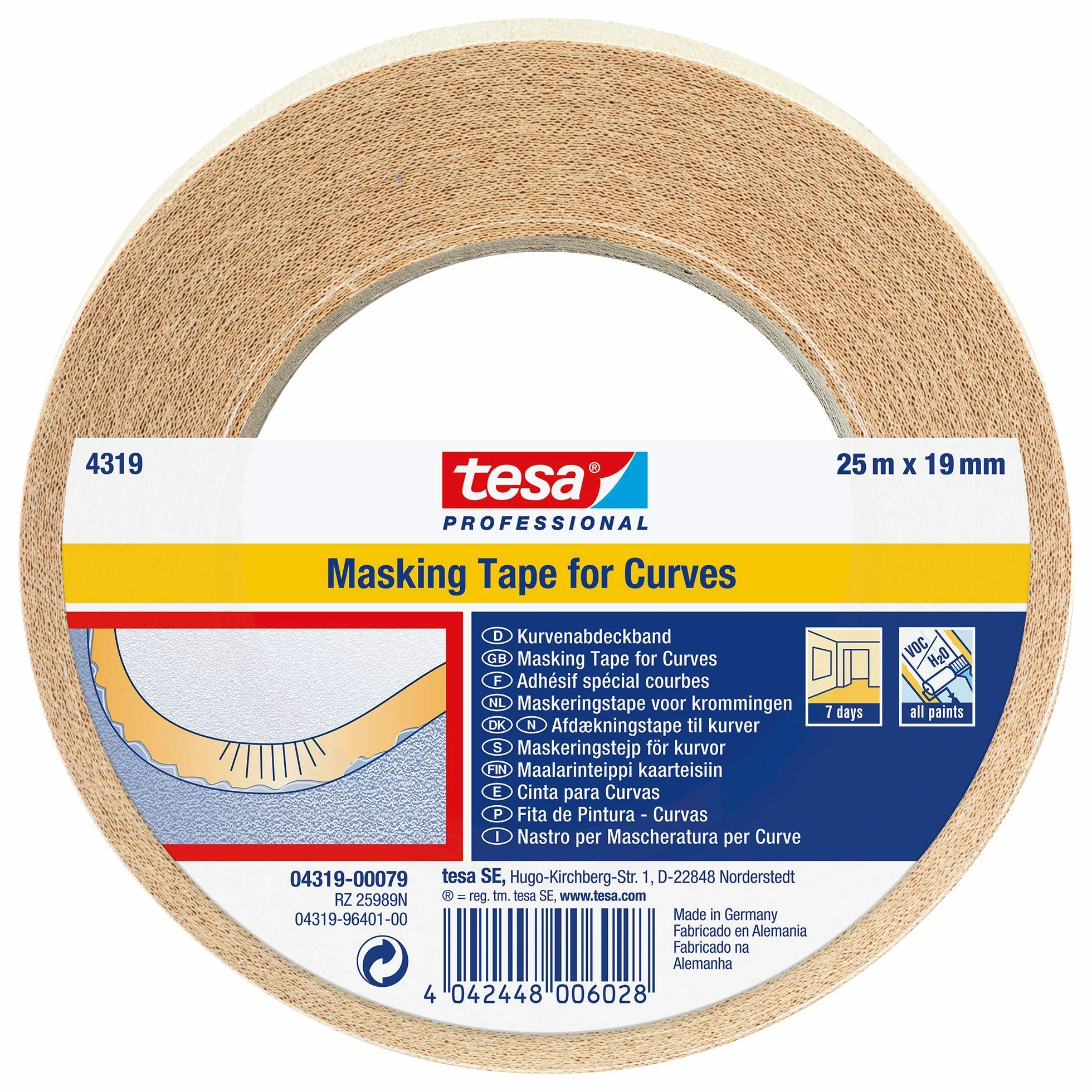 tesa 4319 taśma maskująca do zaokrągleń 19 mm x 25 m