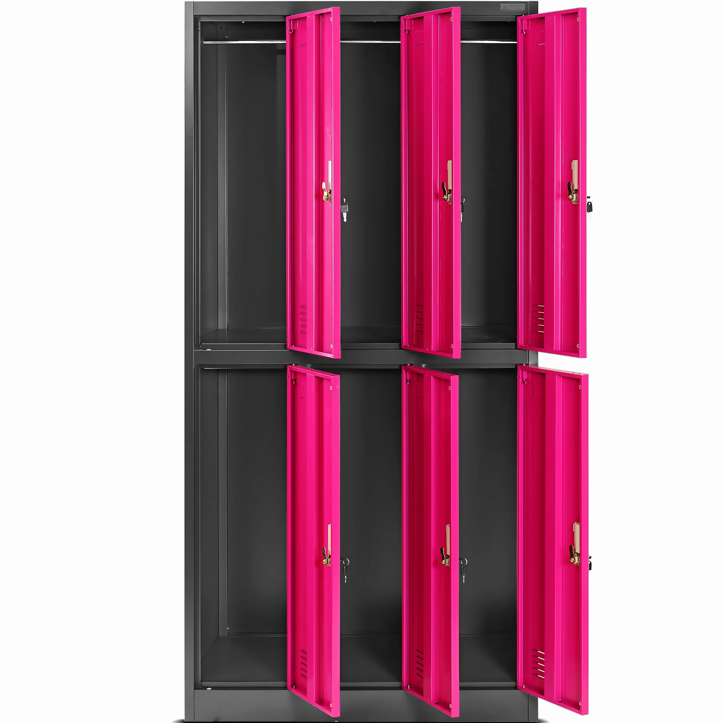 Szafa Ubraniowa Metalowa 6 Przegródek 185x90x45 cm Antracytowa Fuksja