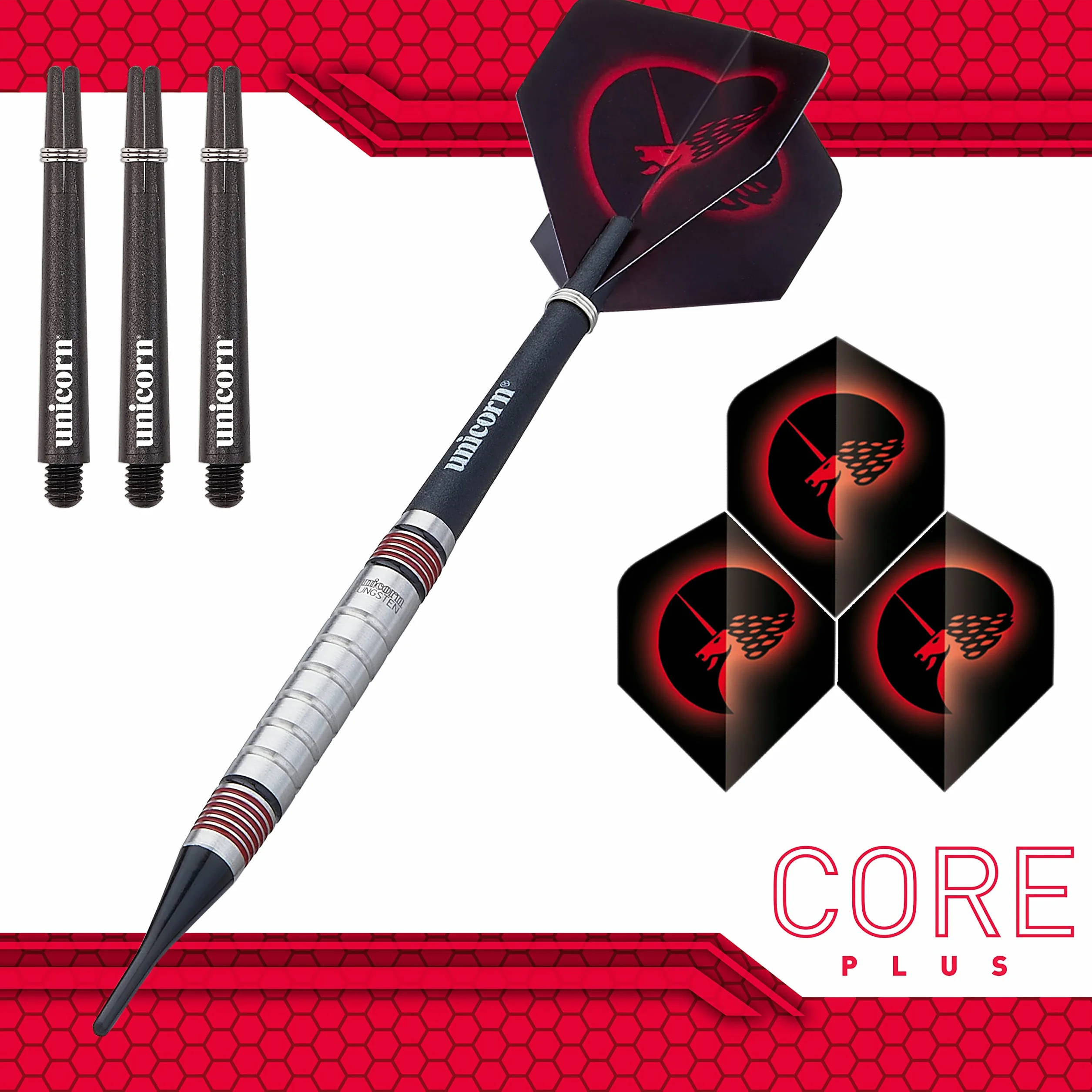 ‎Unicorn Zestaw rzutek | Core Plus Series Style 2 | Beczki z wolframu | Miękka końcówka |