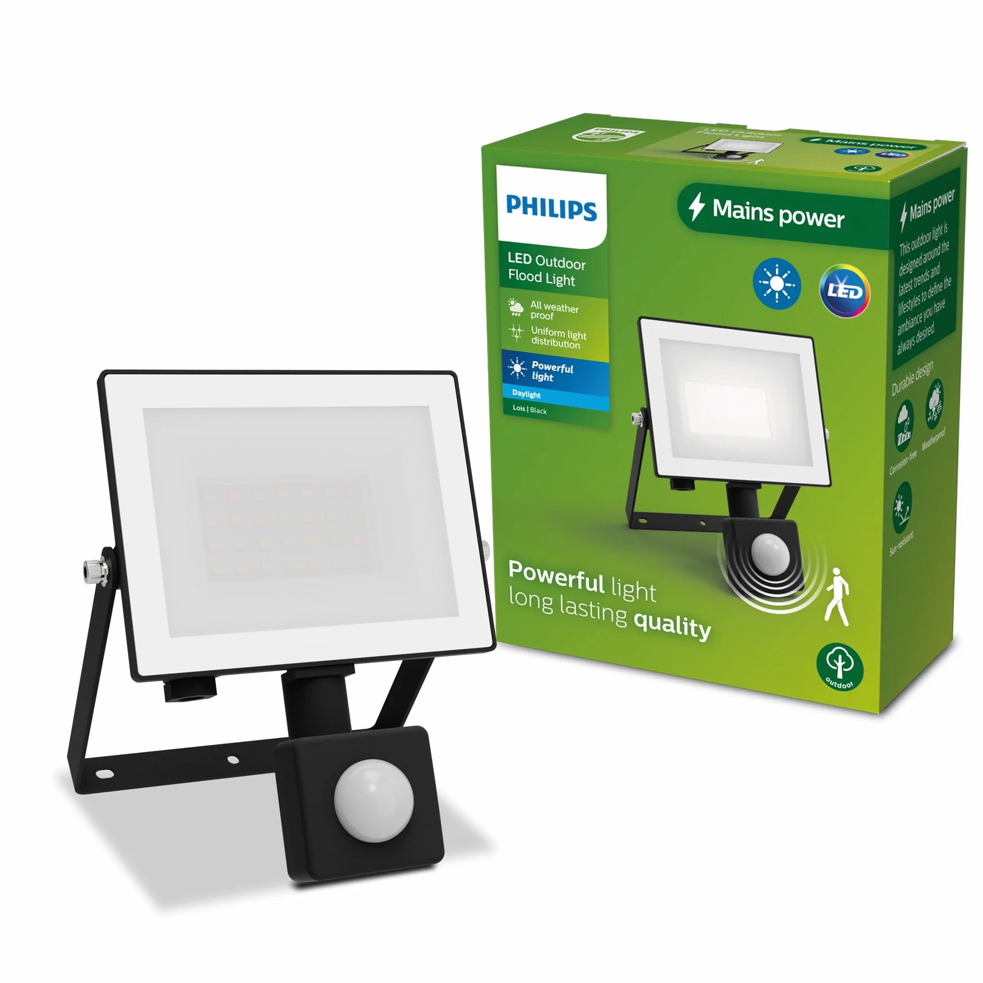 Philips Lois Zewnętrzna Lampa Floodlight z Czujnikiem, 20 W, 5000 K, Czarna