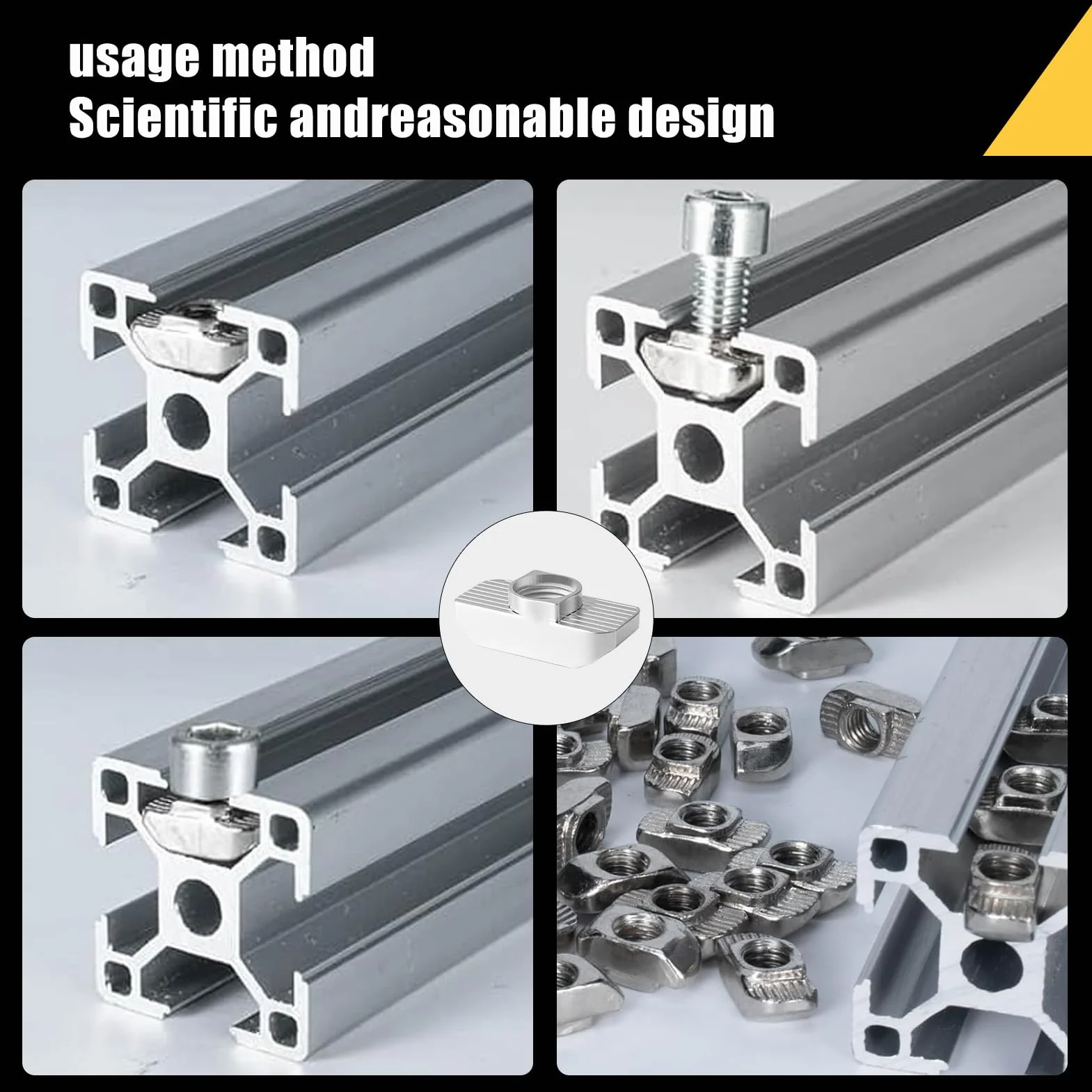 T-Slot Nut M5 100 sztuk Kamienie do rowków Aluminiowe profile 20x20 Carbon Steel niklowana