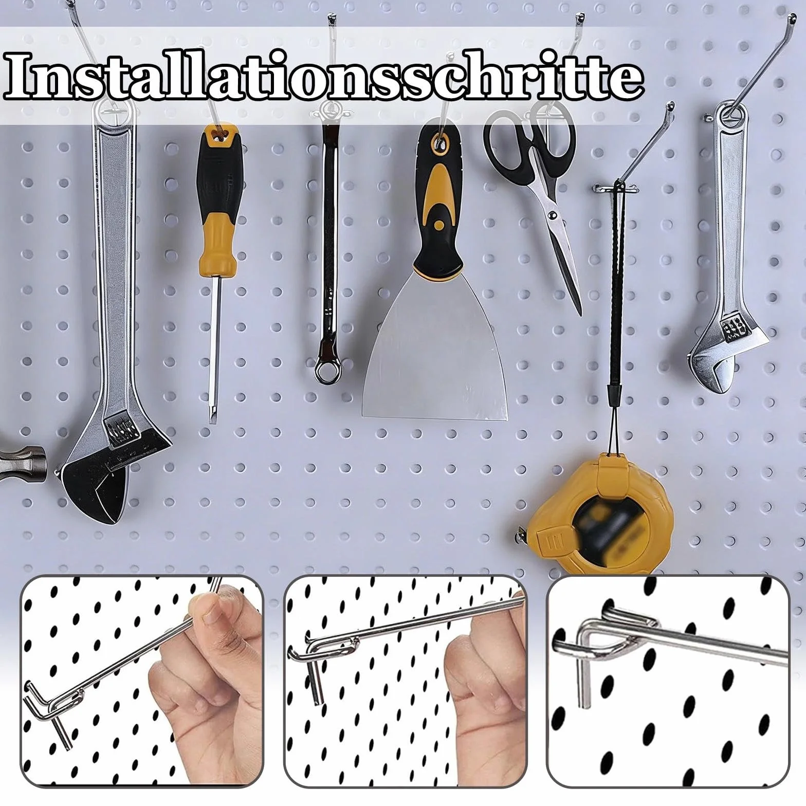Haki do ściany perforowanej 60 sztuk 3 cm odstępy średnica 3 mm akcesoria do zawieszenia