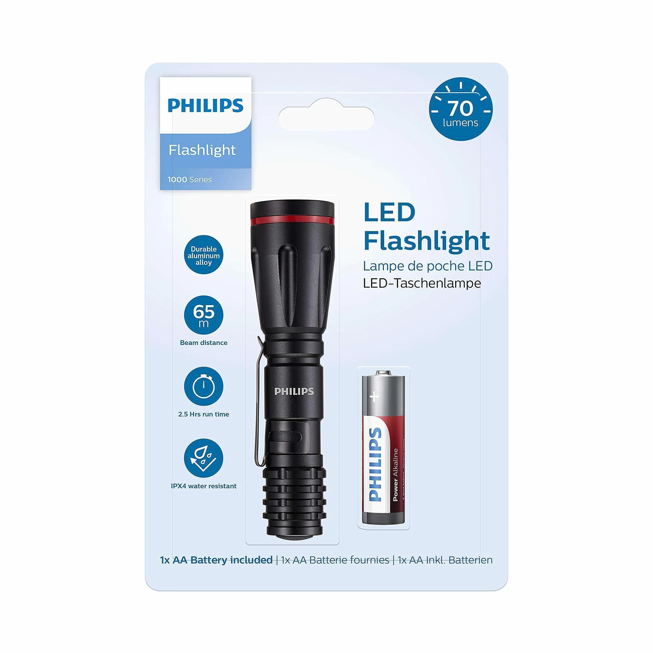 Philips SFL1001P/10 latarka kieszonkowa LED 160 lumenów czarna z bateriami AA