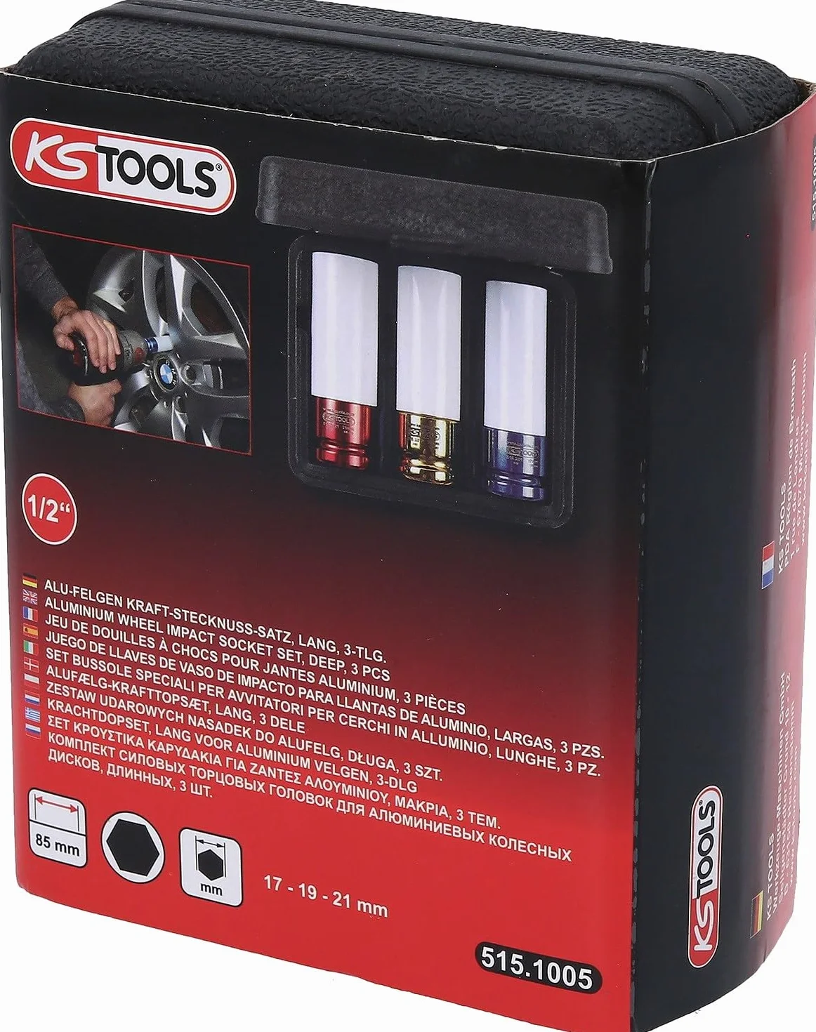KS Tools 515.1005 1/2" Zestaw gniazd silowych do alu-felg 3-szt, 17-21mm