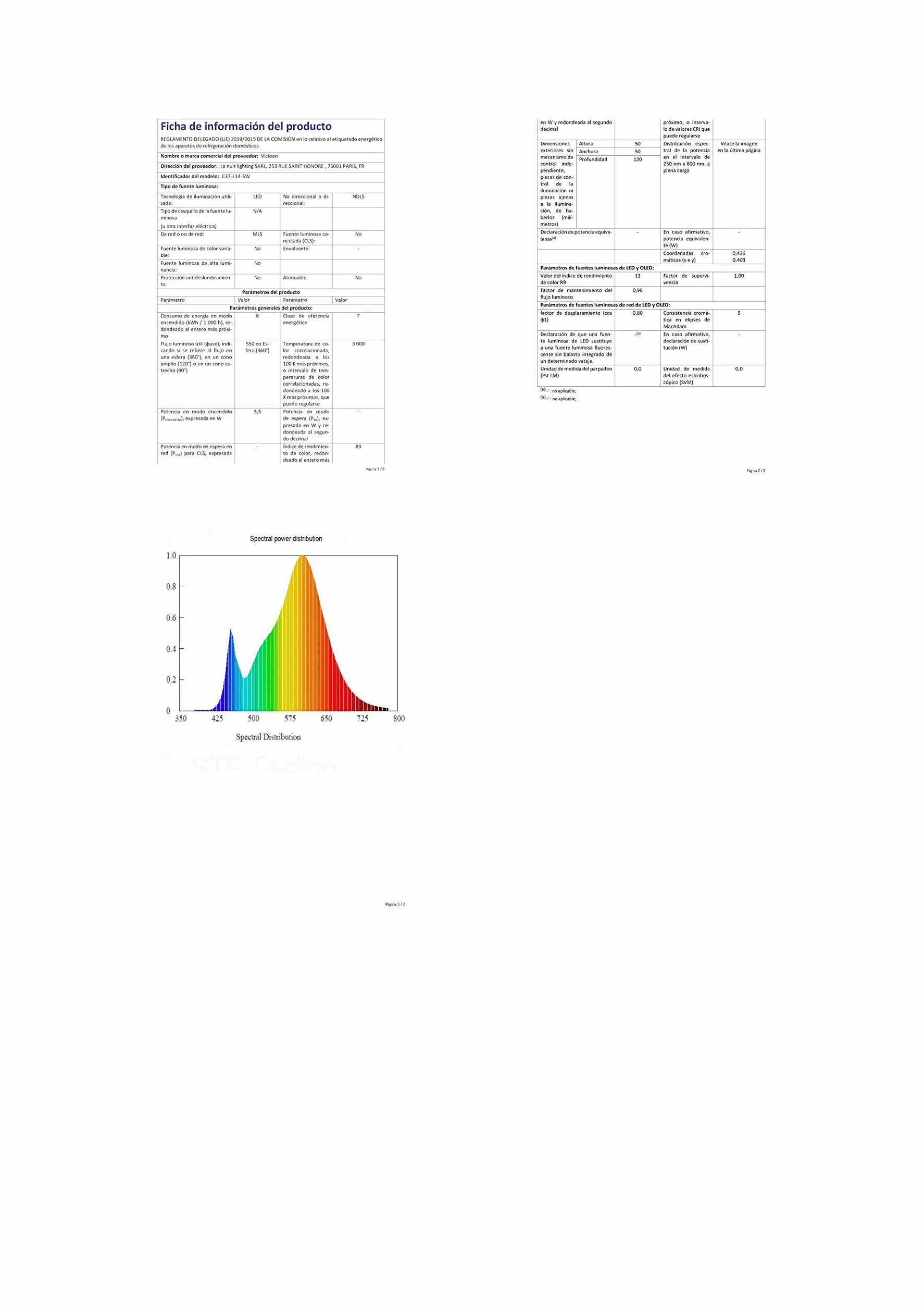 Vicloon Żarówki świecowe LED E14 5,5W C37 40W 3000K 500LM ciepła biel nieściemniane 5 szt.