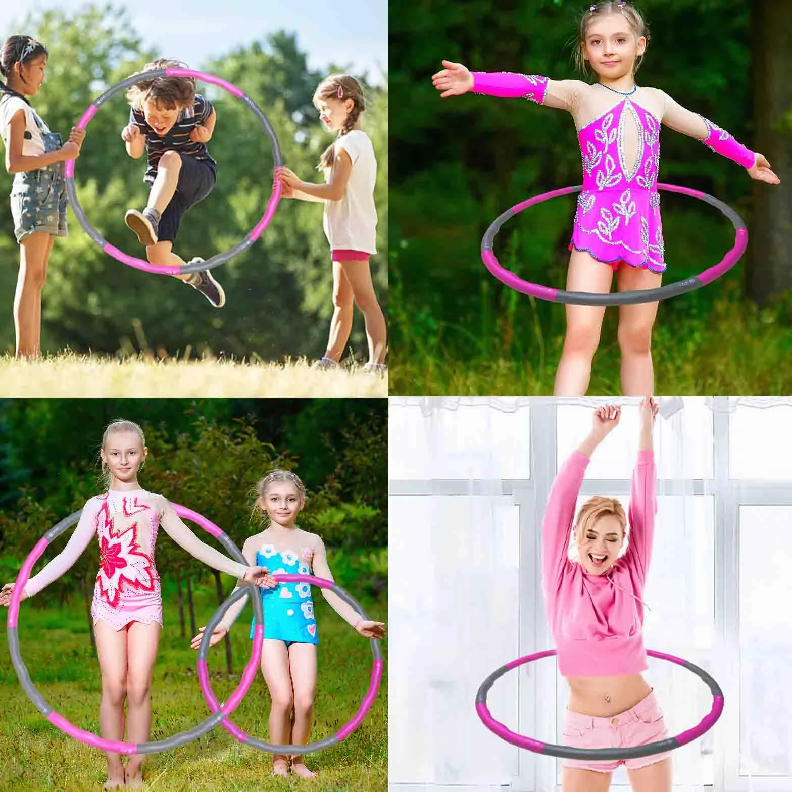 LETAO Hula hop dla dzieci i dorosłych, odchudzanie od 12 lat, kolor różowo-szary, 1,2 kg, wzór falisty z pianką | instrukcja elektroniczna