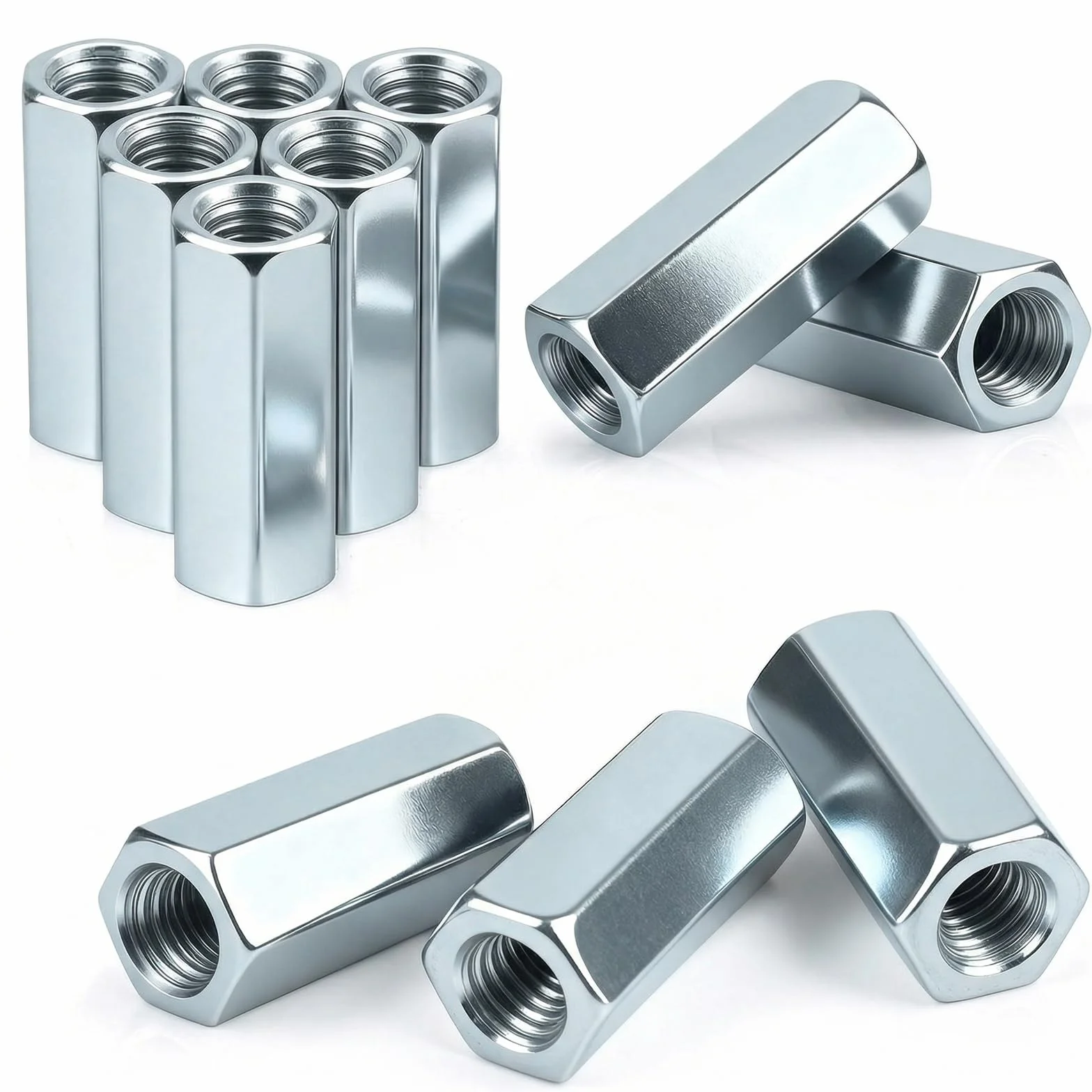 Nakrętki łączące M5 x 20 mm, 20 sztuk, tuleje gwintowane, ocynkowane, sześciokątne, mufy gwintowane, nakrętki dystansowe, nakrętki przedłużające do gospodarstwa domowego, sprzętu biurowego