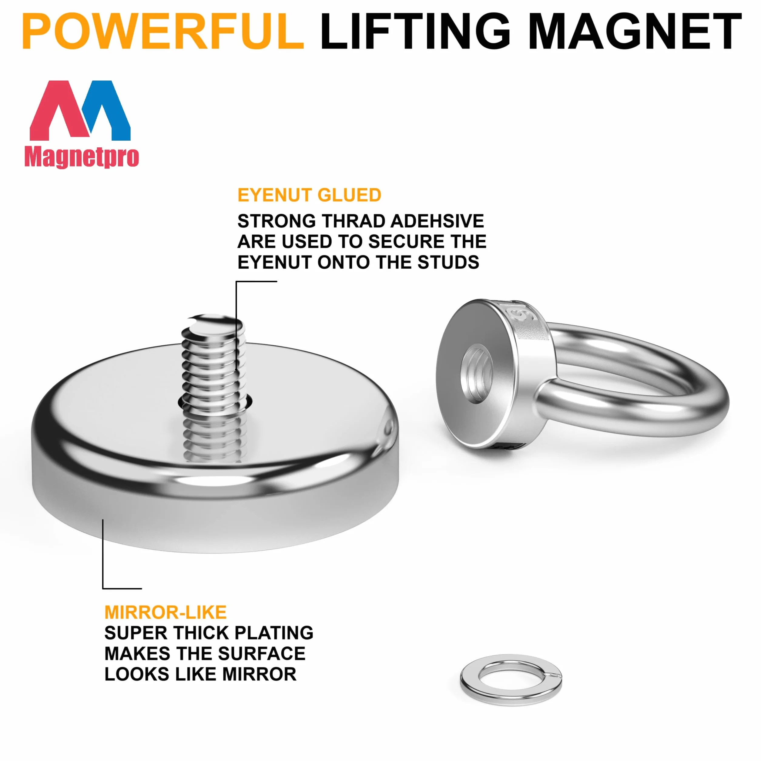 Magnetpro 55 kg magnetyczne haczyki neodymowe z otworem counterunk – 6 sztuk