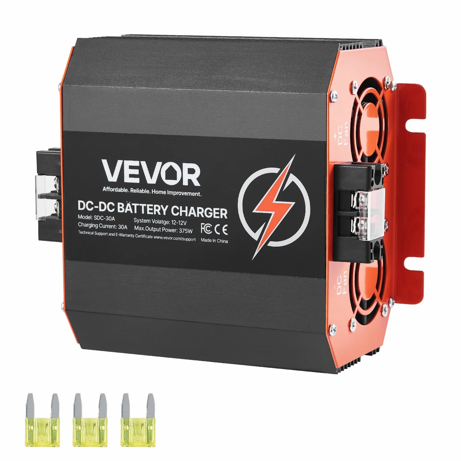 VEVOR Ładowarka pokładowa 12V 30A DC/DC 375W do akumulatorów litowo-jonowych AGM żelowych