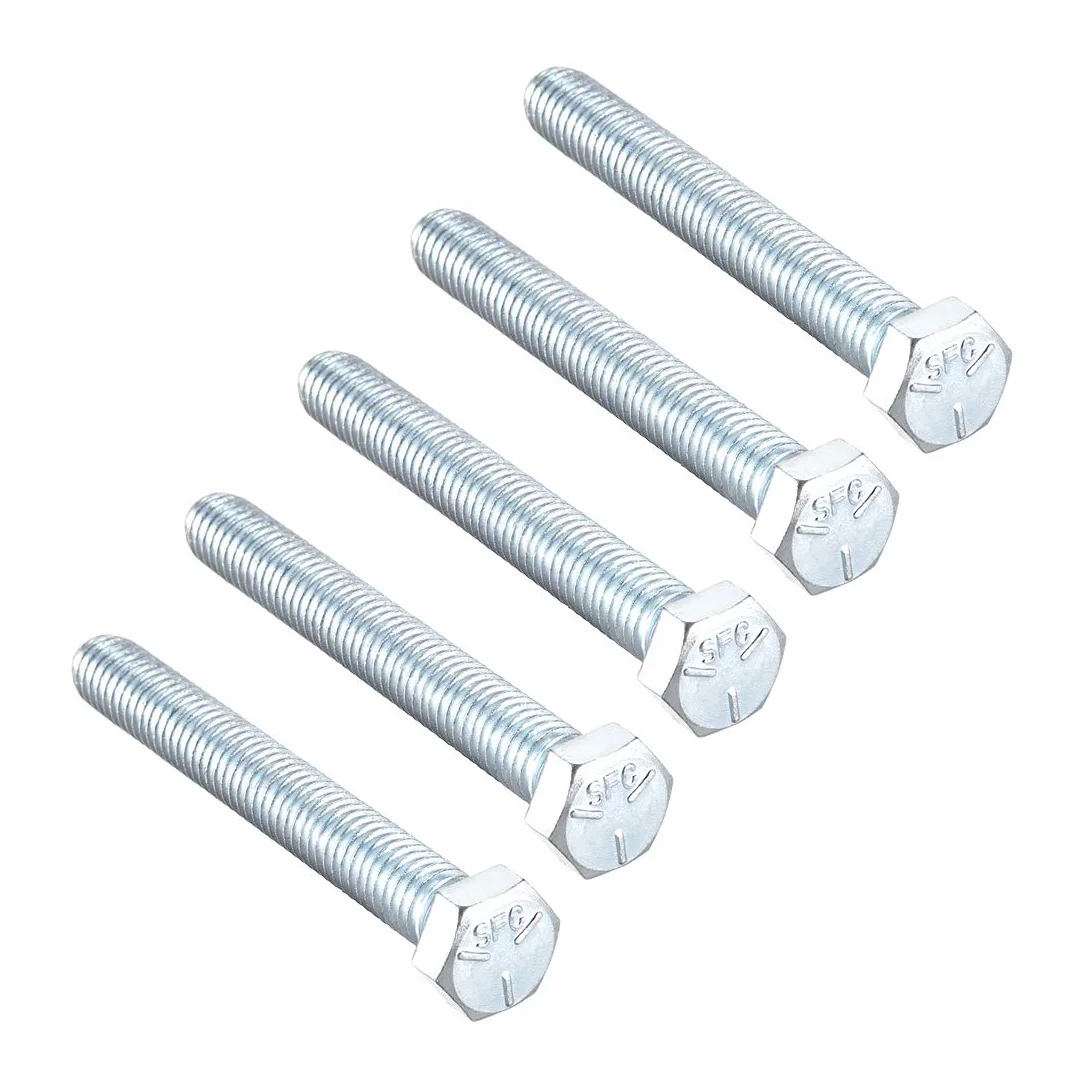 sourcing map 3/8-16 * 3'' Śruba z łbem sześciokątnym Carbon klasa 5 UNC 5pc czarny