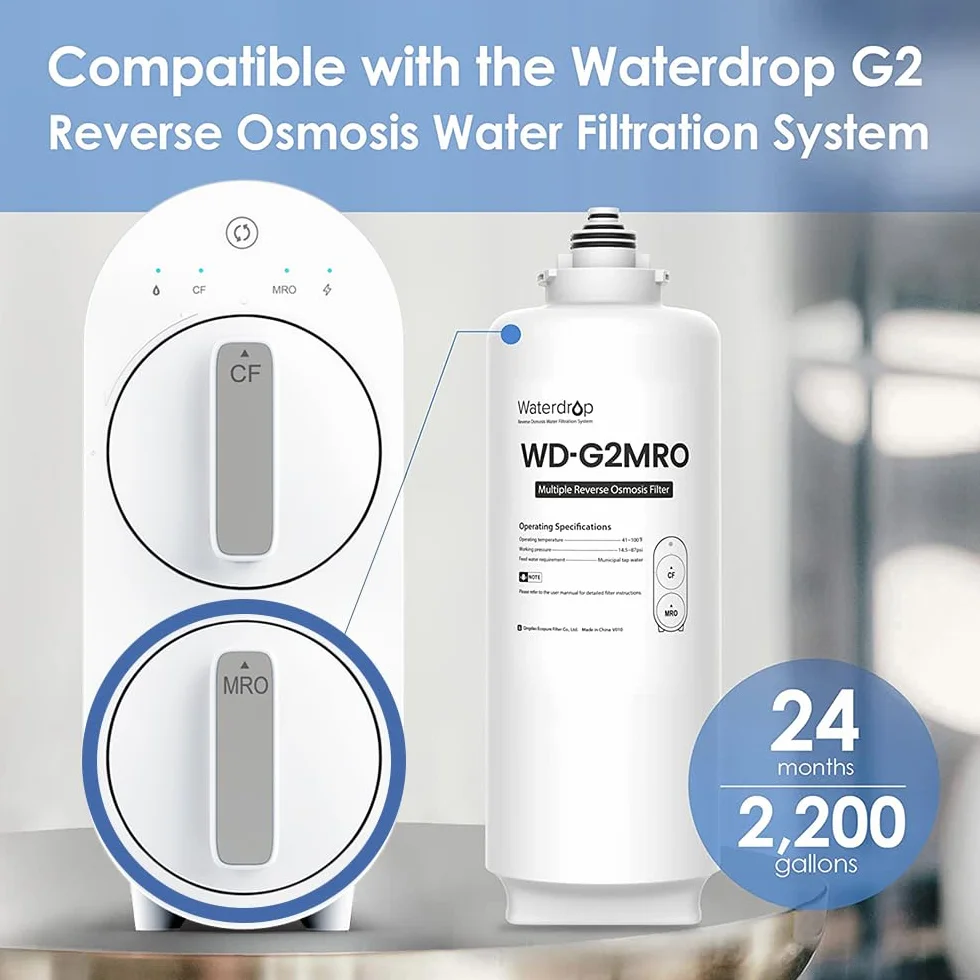 Waterdrop Filtr WD-G2MRO zamiennik do systemu odwróconej osmozy WD-G2-B WD-G2-W 2-letnia żywotność
