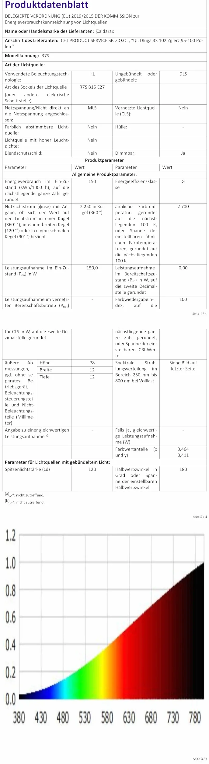 Caldarax 6 sztuk R7S 78 mm żarówka halogenowa 150 W 230 V, możliwość przyciemniania, 2700 K ciepła biel, 2250 lm