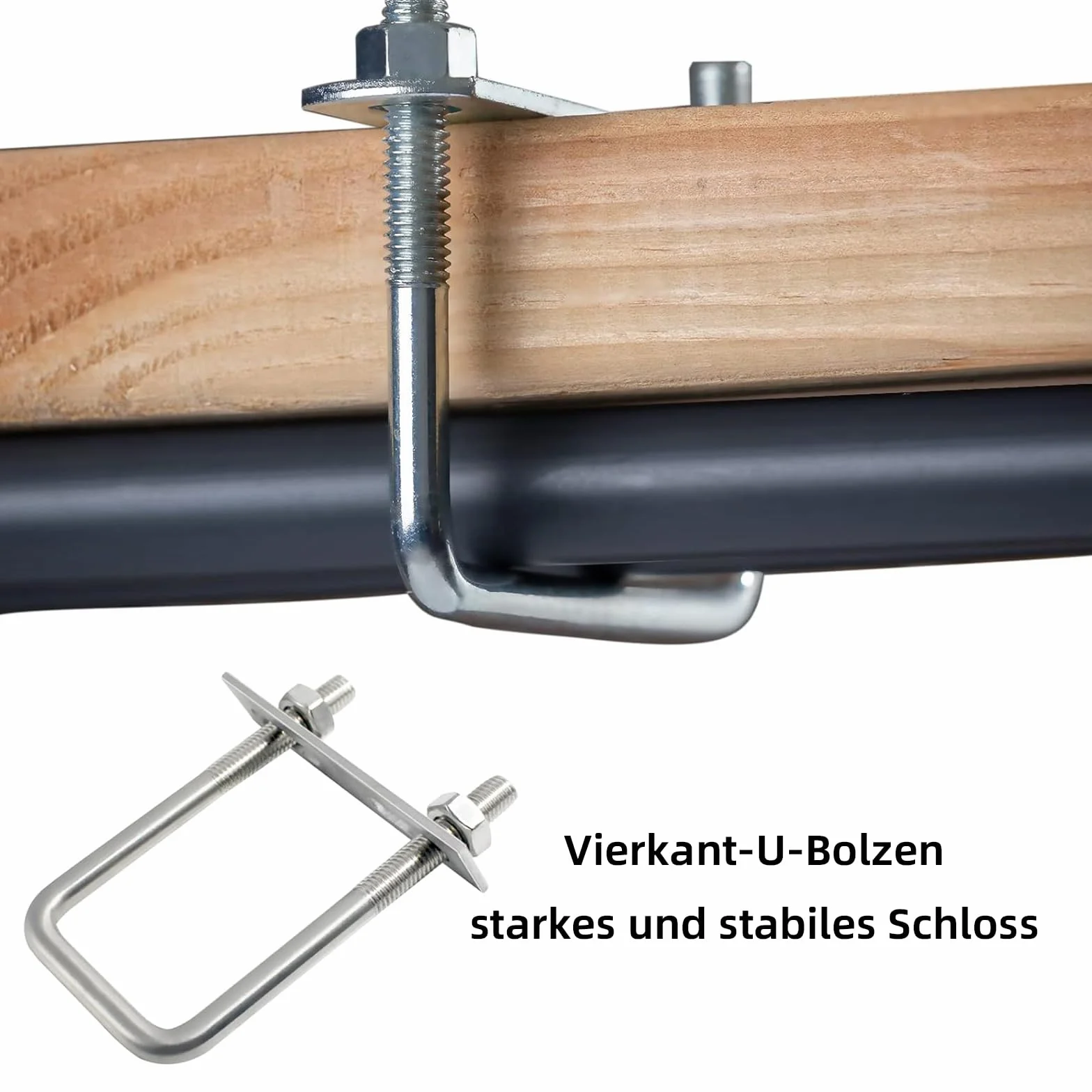Śruby U M6 nierdzewne 304 80 x 50 mm z nakrętkami i płytą ramową
