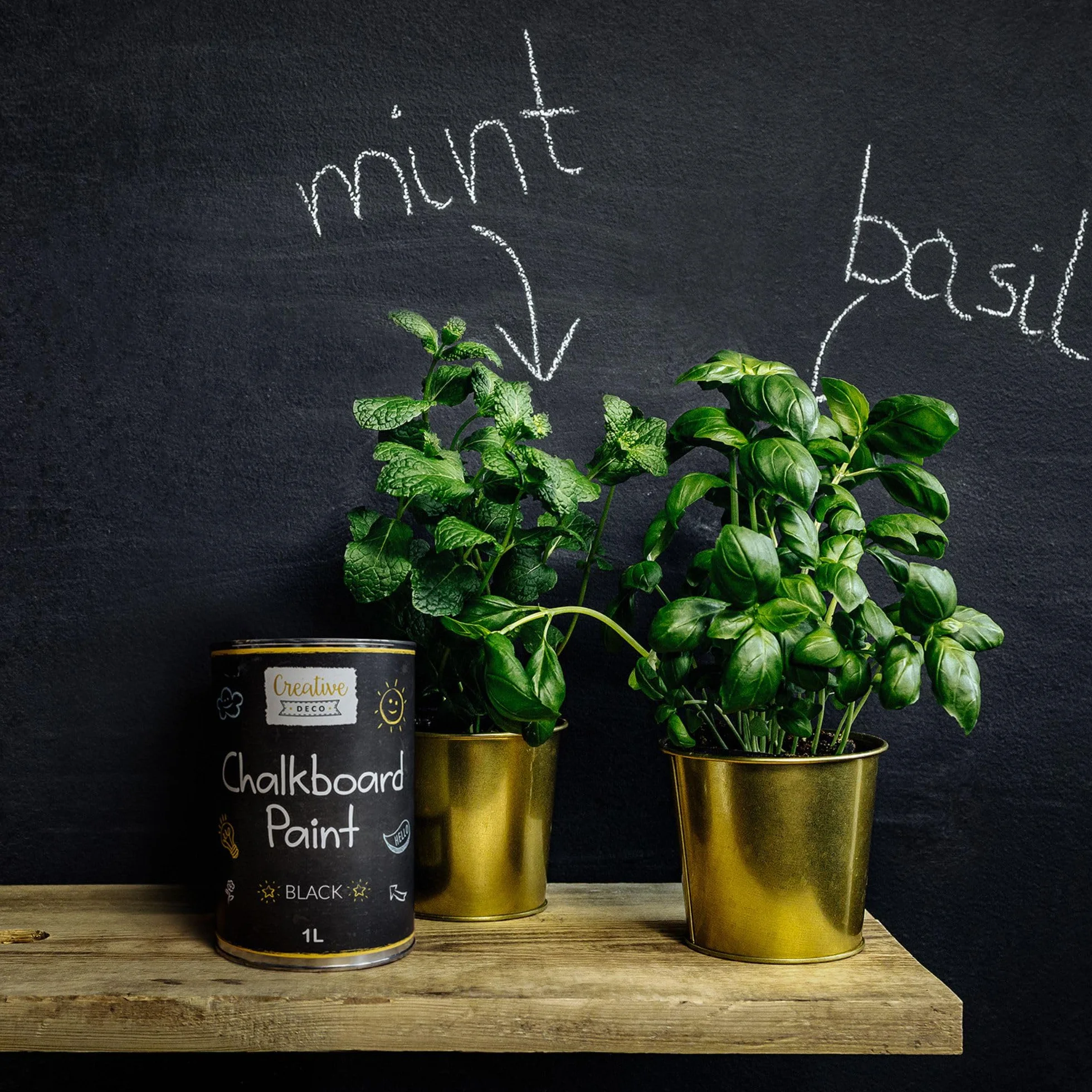 Creative Deco Farba Tablicowa Kredowa | 1000 ml | Matowe Wykończenie do Ścian, Drewna, Metalu i Szkła | Nietoksyczna | Idealna do Rysowania i Pisania Kredą