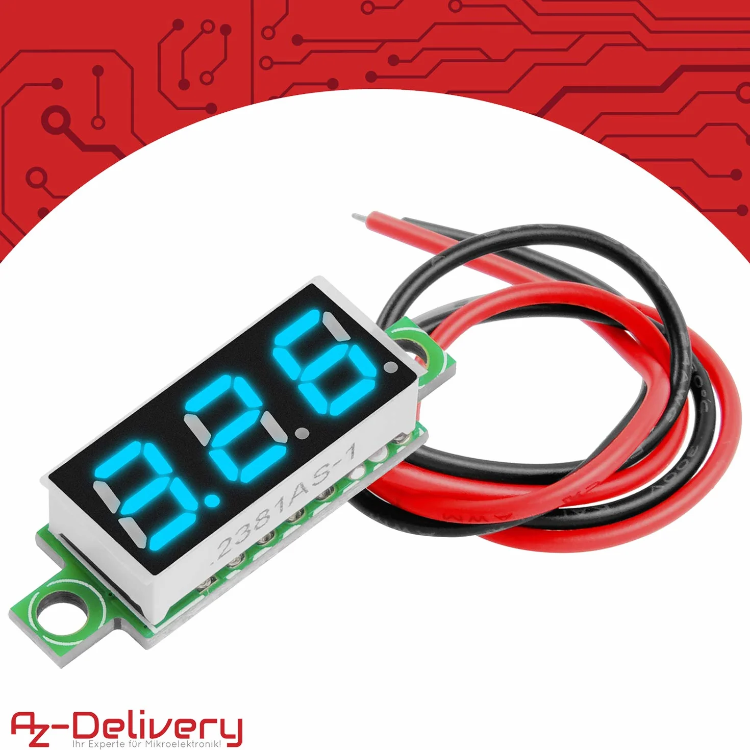 AZDelivery 3 x 0,28 cala Mini woltomierz cyfrowy z 7-segmentowym wyświetlaczem LED 2,5 V - 30 V, wyświetlacz napięcia, moduł pomiaru napięcia, 4 kolorowy wyświetlacz kompatybilny z Arduino i E-book w zestawie!