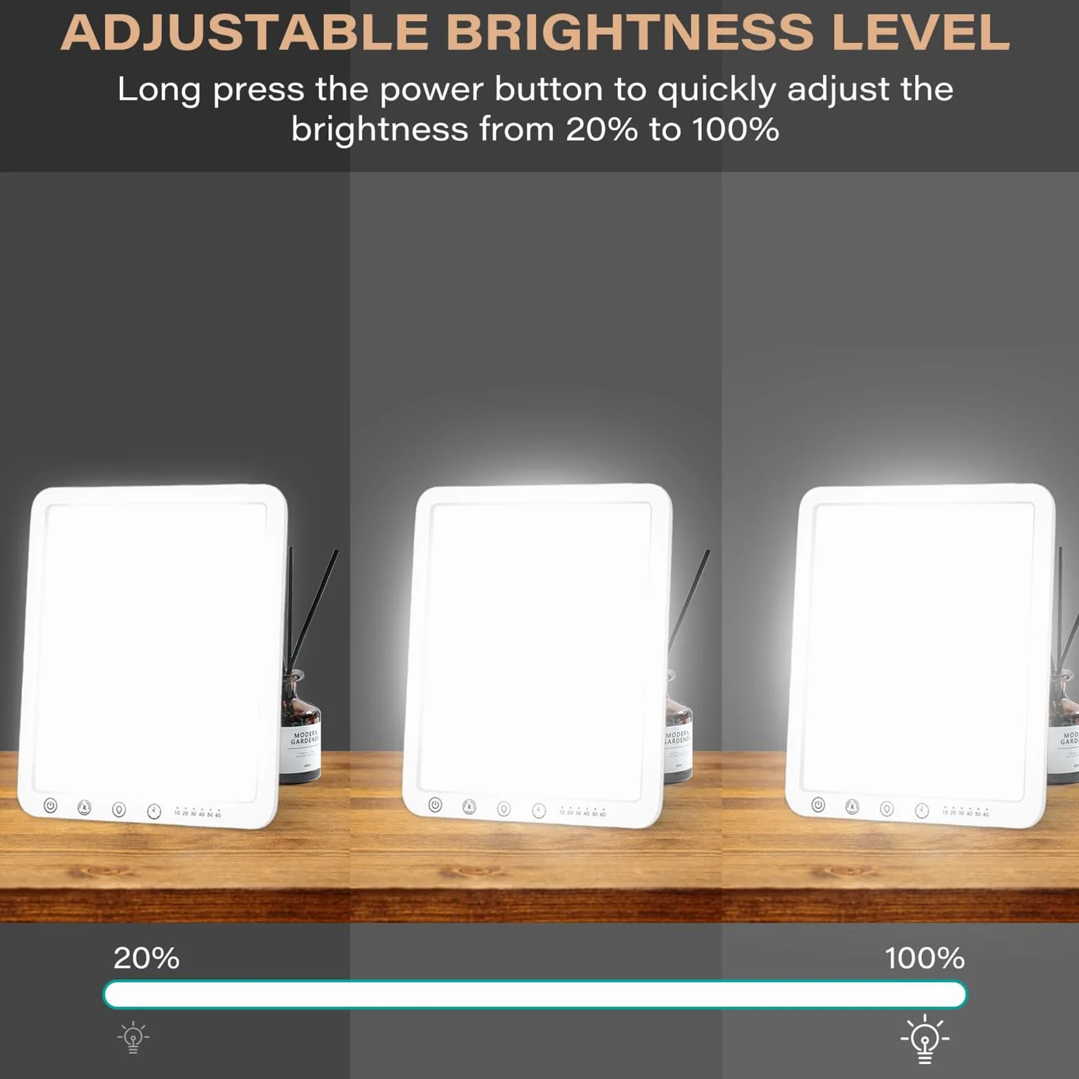 BAIFULAI Lampa dzienna 15000 Lux, lampa do terapii światłem bez UV, LED Daylight, 3 temperatury barwowe, 4 poziomy jasności, timer, sterowanie dotykowe