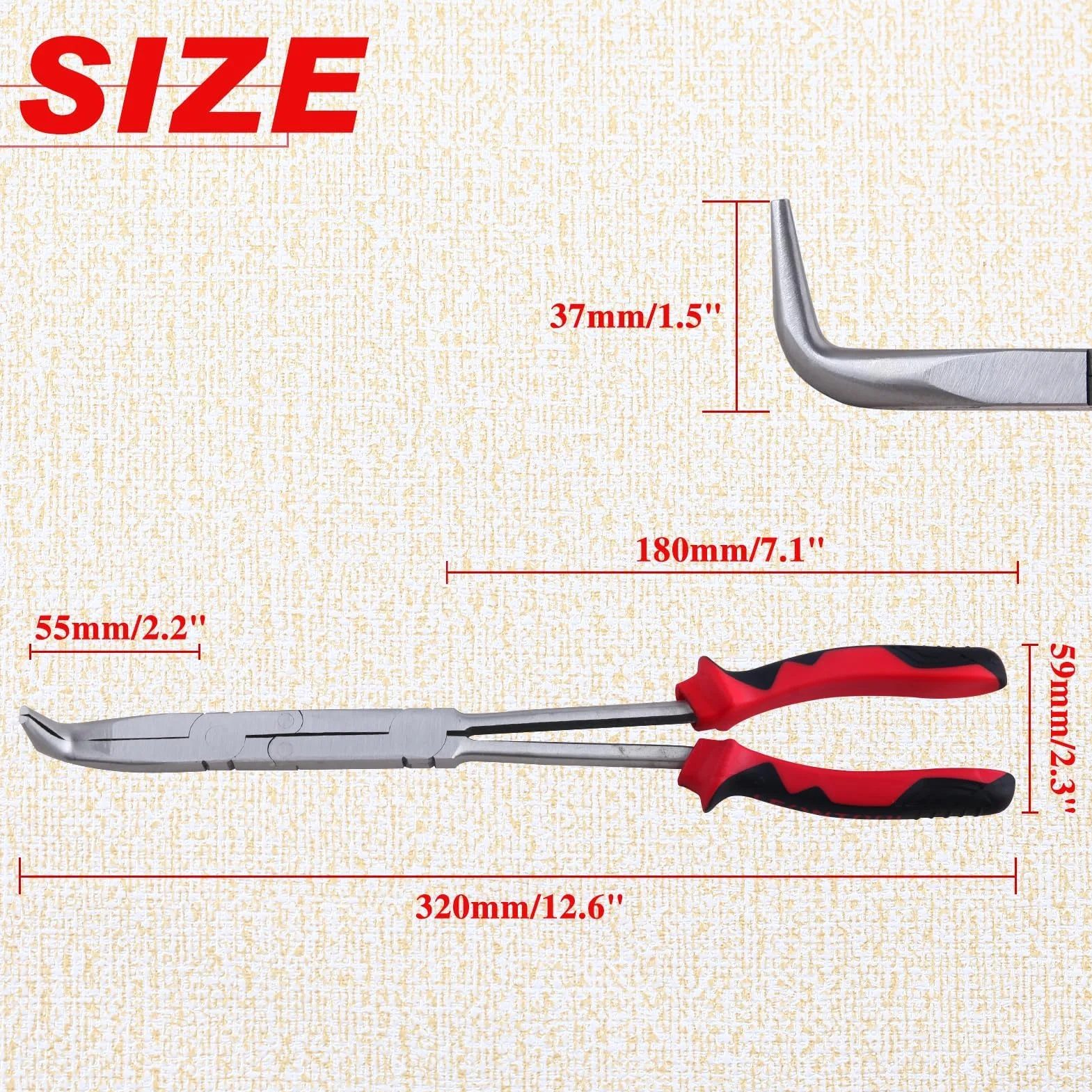 LeonTool 33 cm długi zasięg 90 stopni wygięte szczypce z podwójnym przegubem