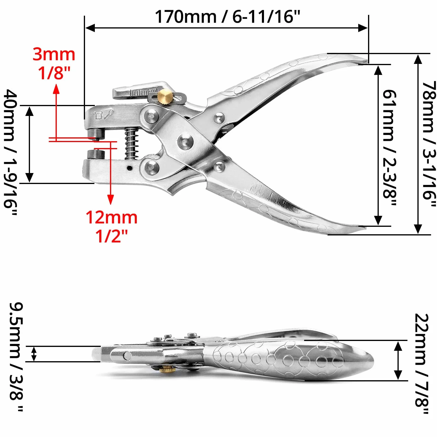 QWORK Szczypce do oczek zestaw prasa oczkowa 16cm z 100 oczkami 5mm nitami do skóry tkaniny