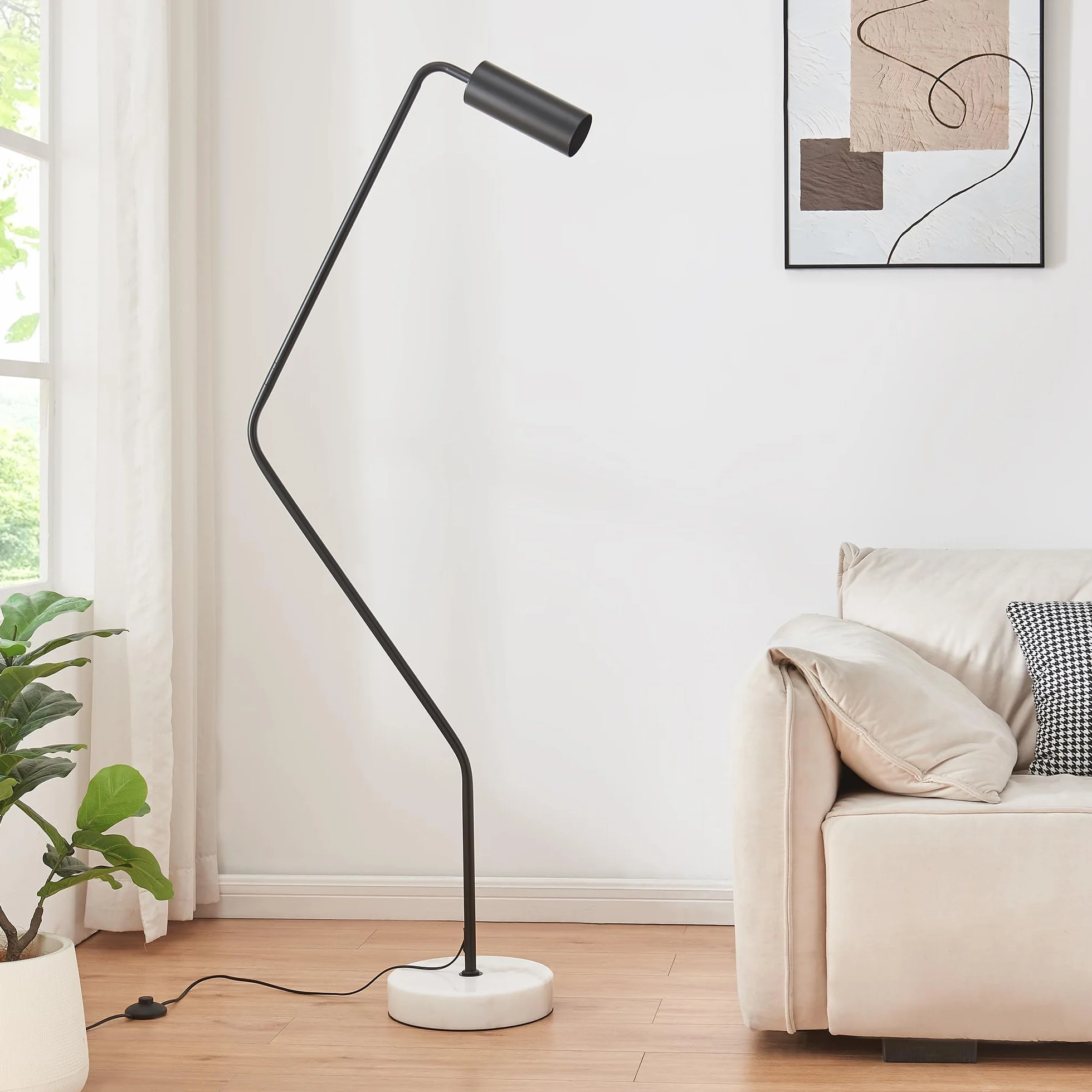 lux.pro Lampa podłogowa GU10 metal marmur biały czarny z przełącznikiem nożnym