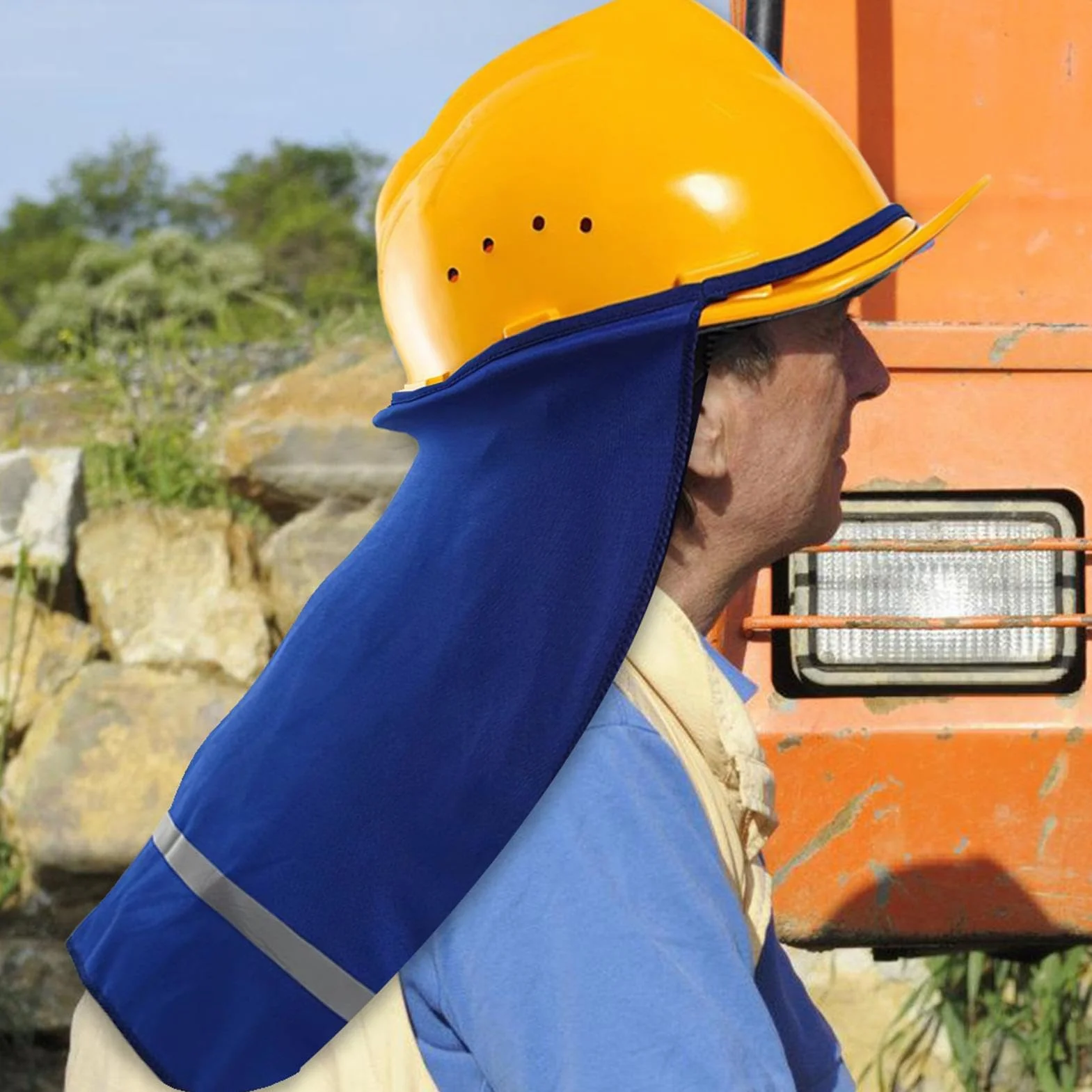 Osłona na kask ochronny z daszkiem odblaskowym, wizjer przeciwsłoneczny, oddychająca osłona karku