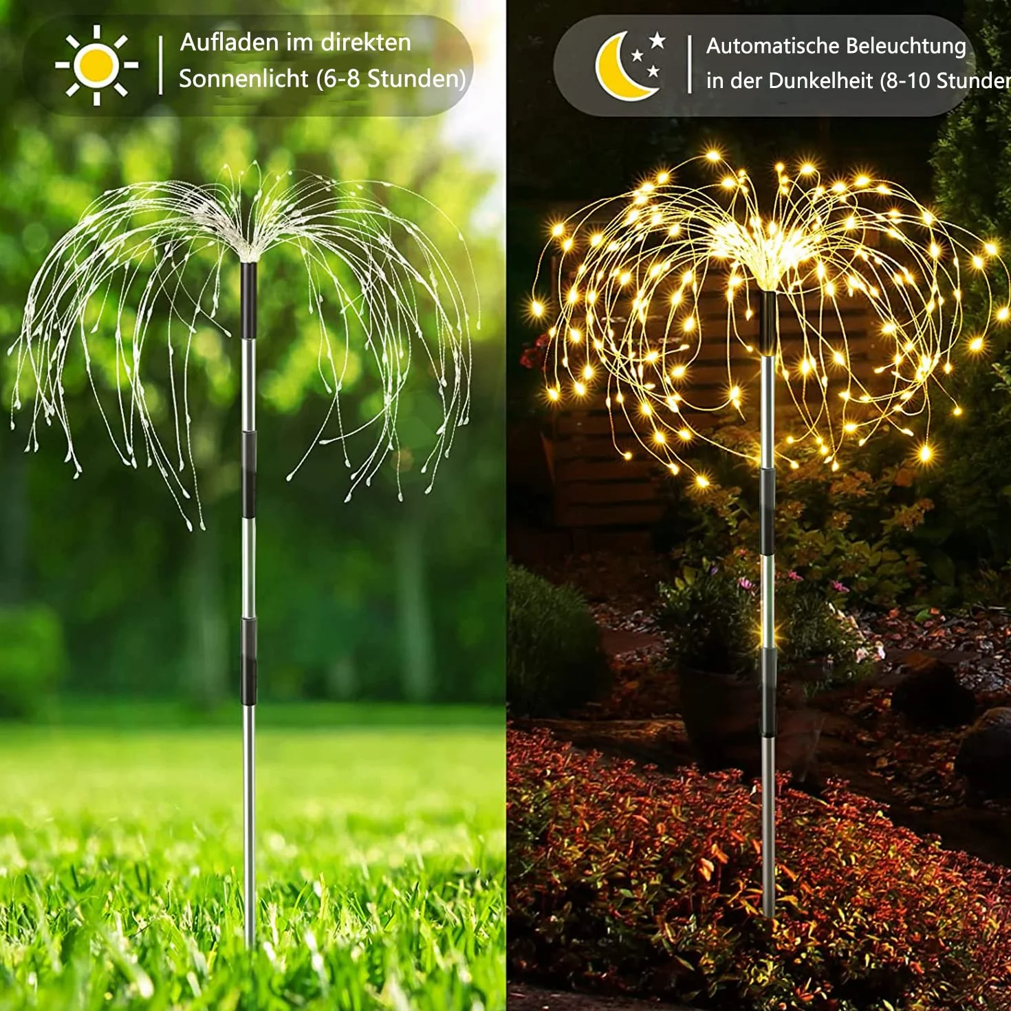 Sunlisky Lampy solarne do ogrodu LED 120 diod 1200 mAh IP65 zestaw 4
