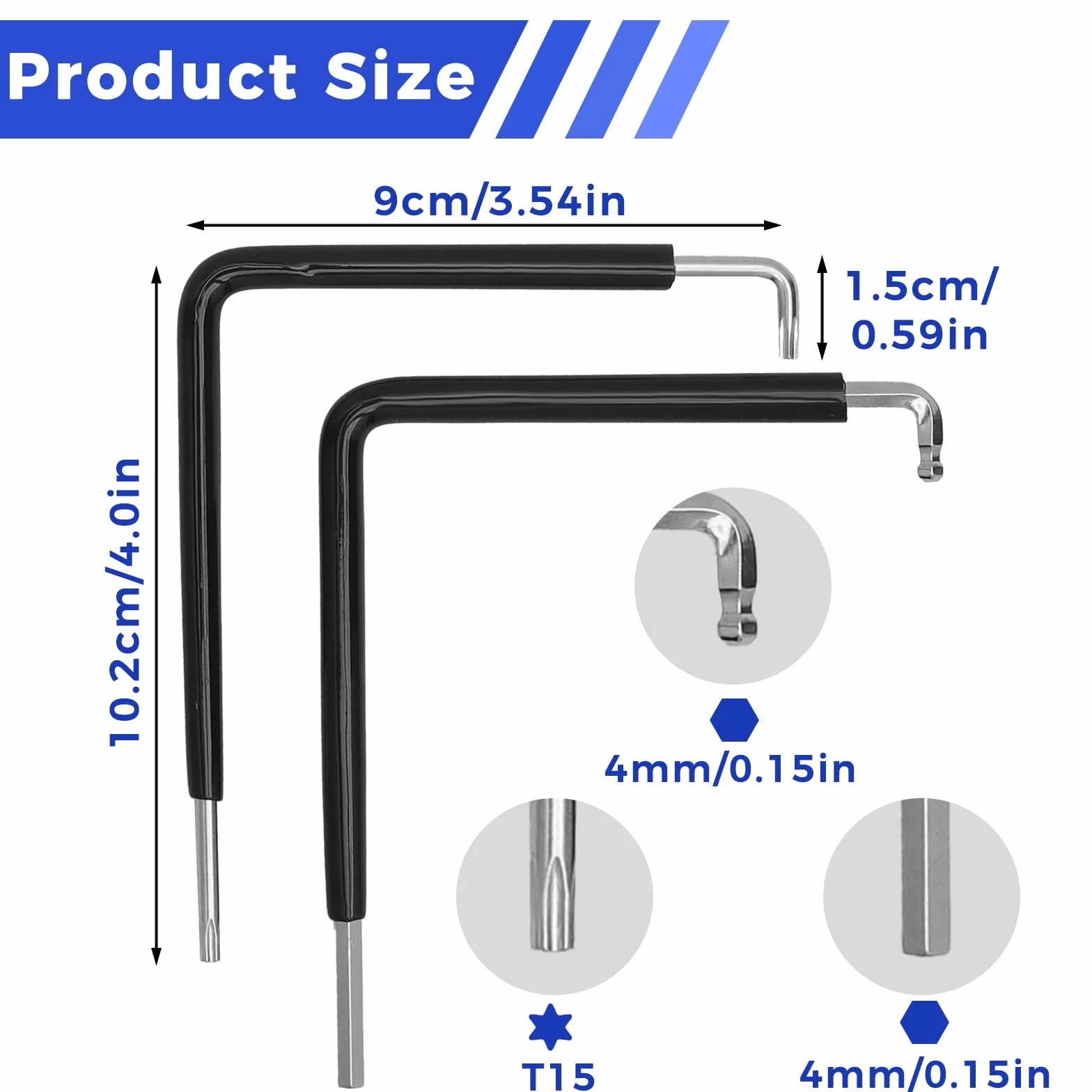 Zestaw narzędzi do regulacji okien i drzwi, klucz imbusowy 4 mm, głowica kulowa 4 mm, Torx Tx15