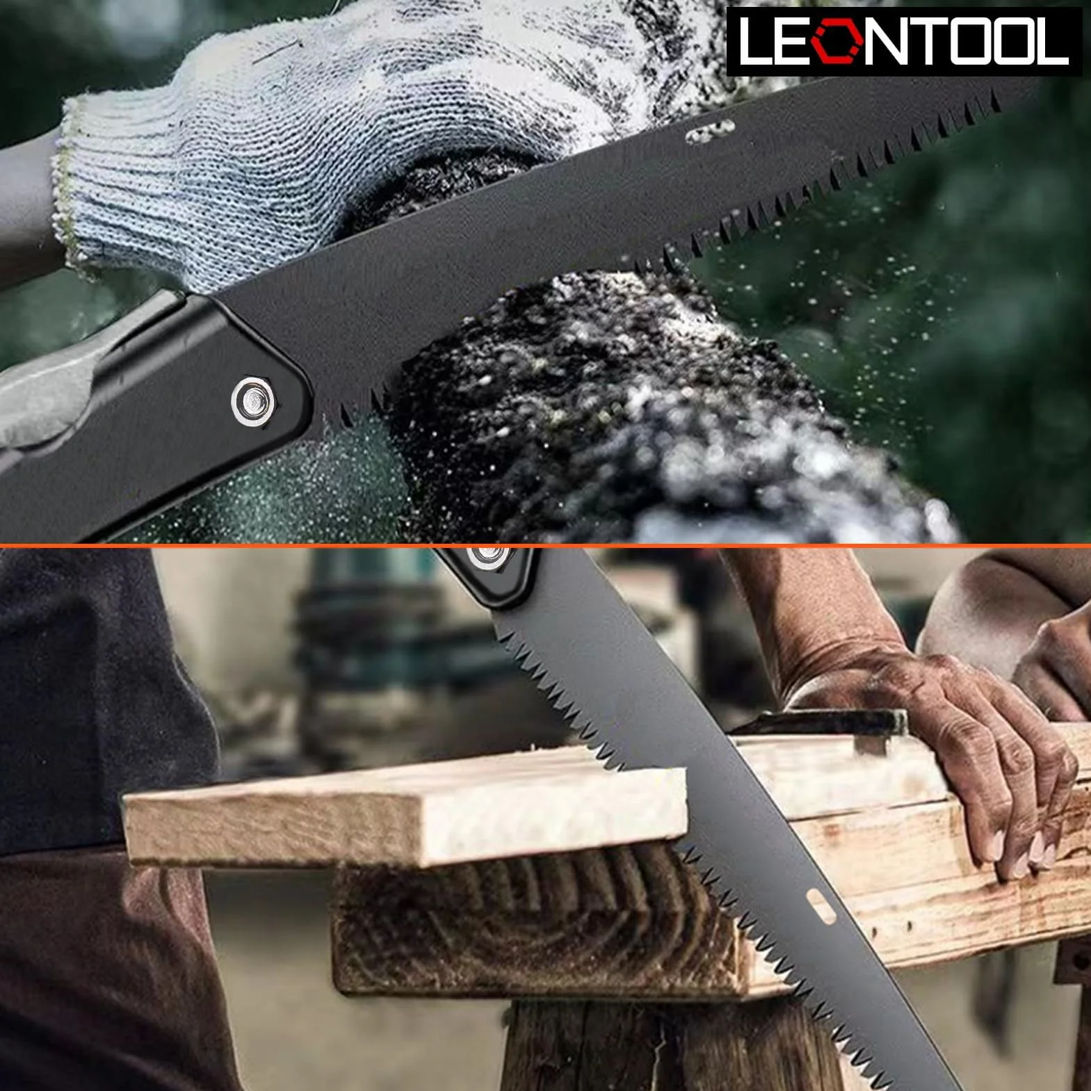 LEONTOOL Piła składana SK5 z potrójnie szlifowanymi zębami do przycinania, kempingu i bushcraft