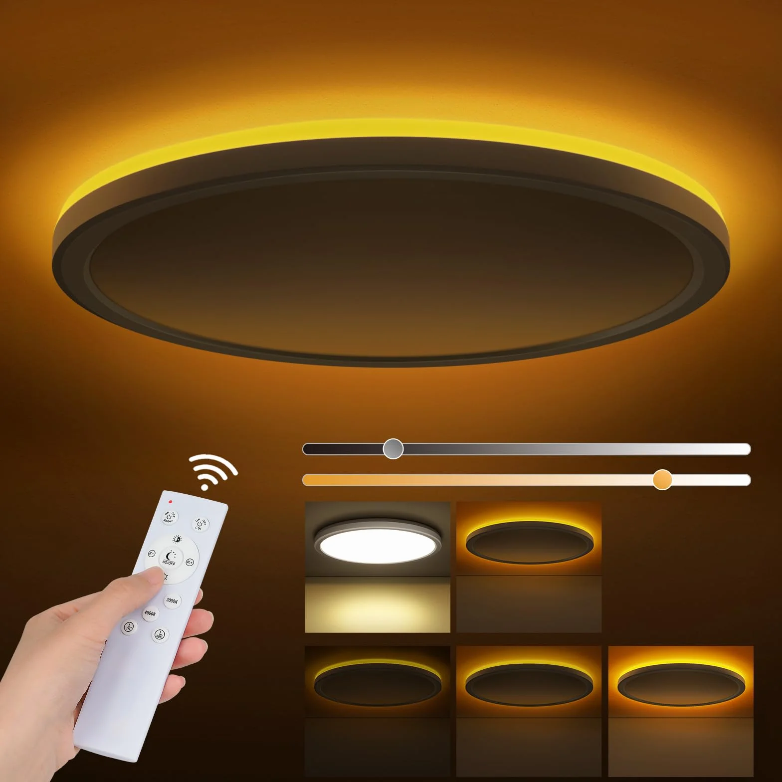 Lampa sufitowa LED ściemniana 24W 2800lm z pilotem 1800-6500K