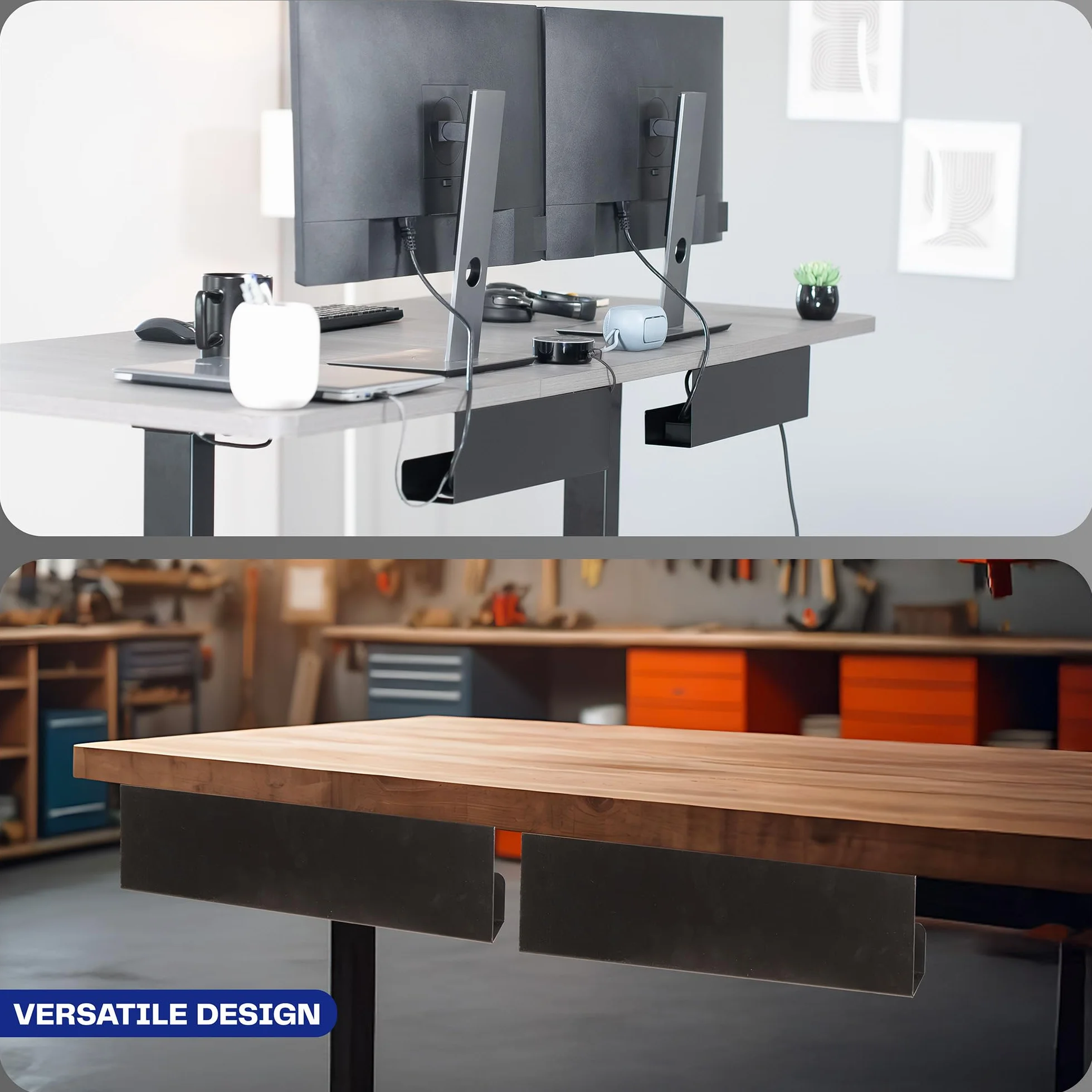 VIVO DESK-AC06-2C Tace do zarządzania kablami 42 cm, czarne, 2 szt