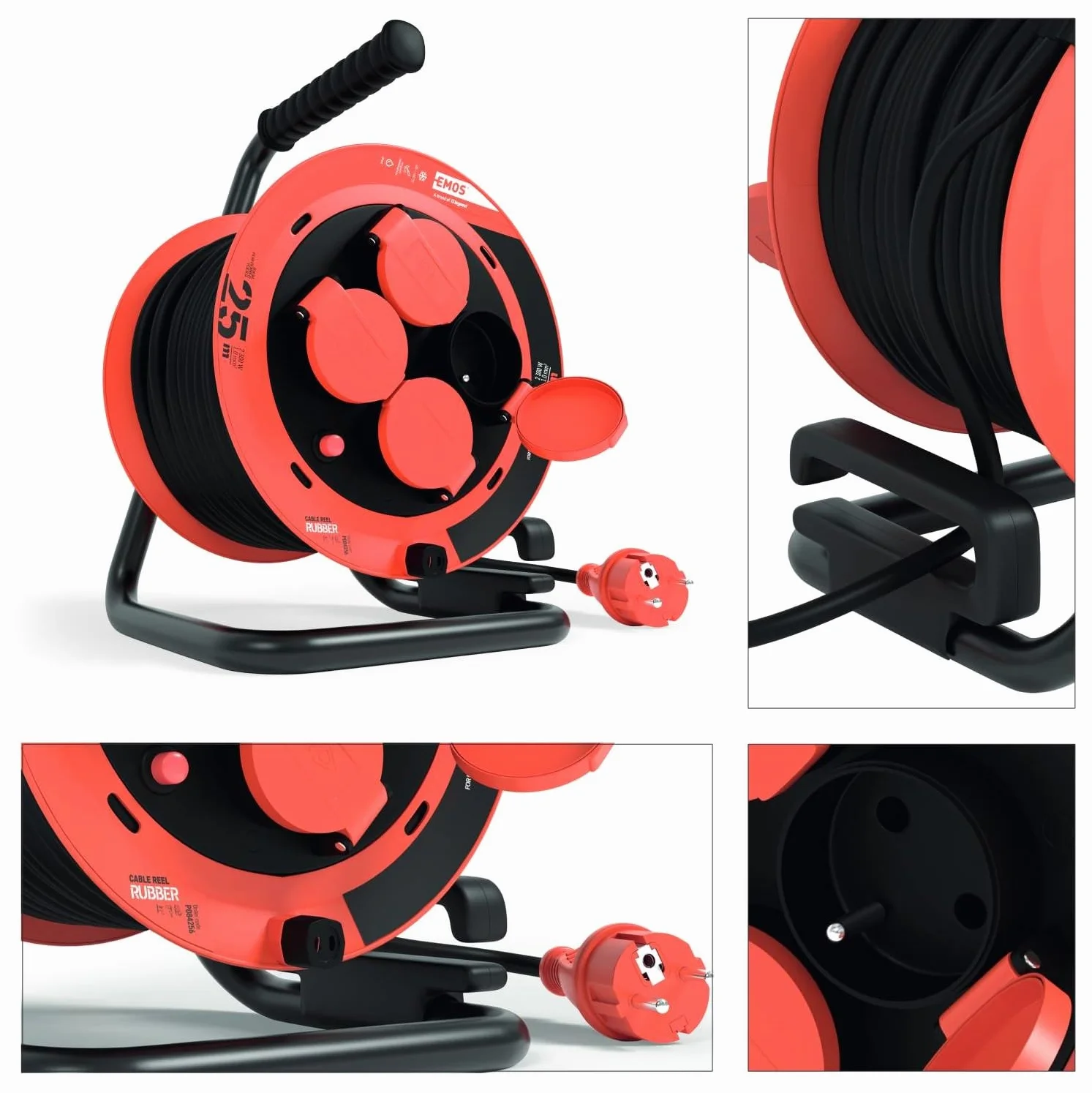 EMOS Bęben kablowy 25 m 4 gniazda wtykowe 230 V 10 A 2300 W H05RR-F3G 1,0 mm2