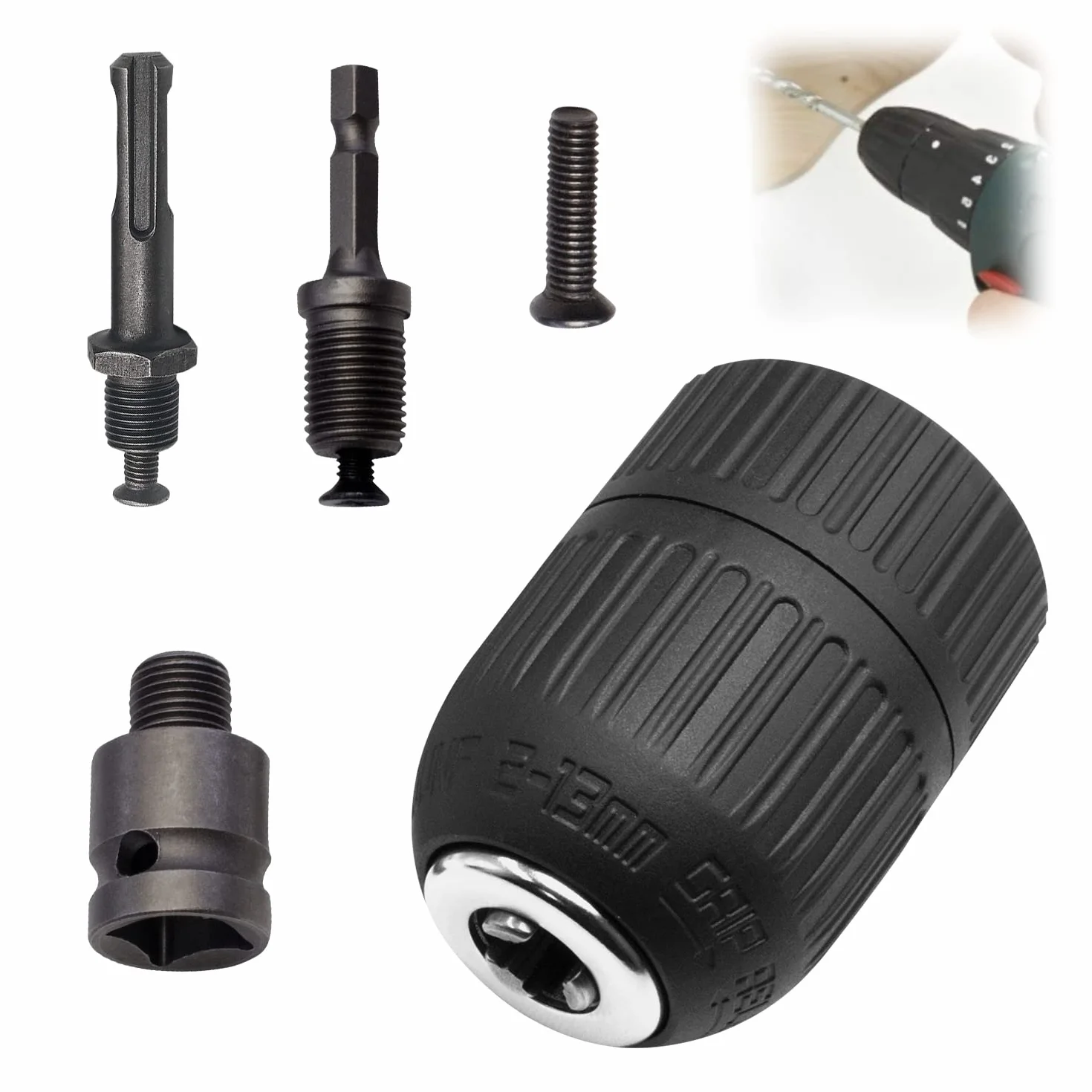 5 sztuk szybkomocujących uchwytów wiertarskich, adapter SDS Plus, trzpień sześciokątny 2-13 mm 1/2
