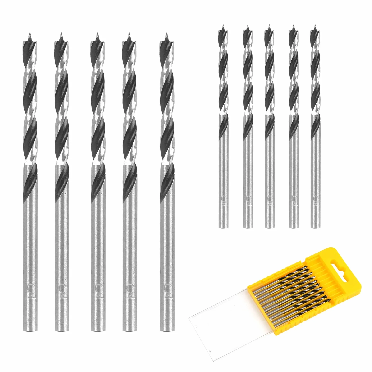 Zestaw wierteł do drewna 3 mm, 10 sztuk, wiertła ślimakowe spiralne