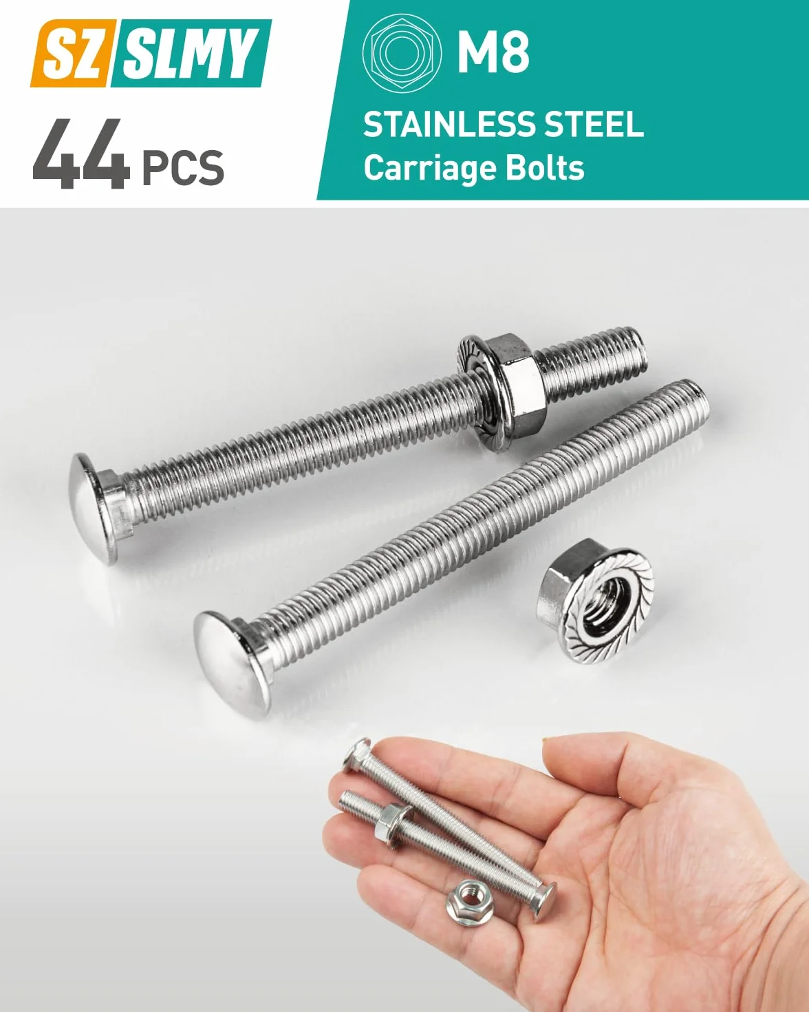 Śruby ze stali nierdzewnej M8 x 80 mm z płaskim okrągłym łbem Zestaw 44 szt.