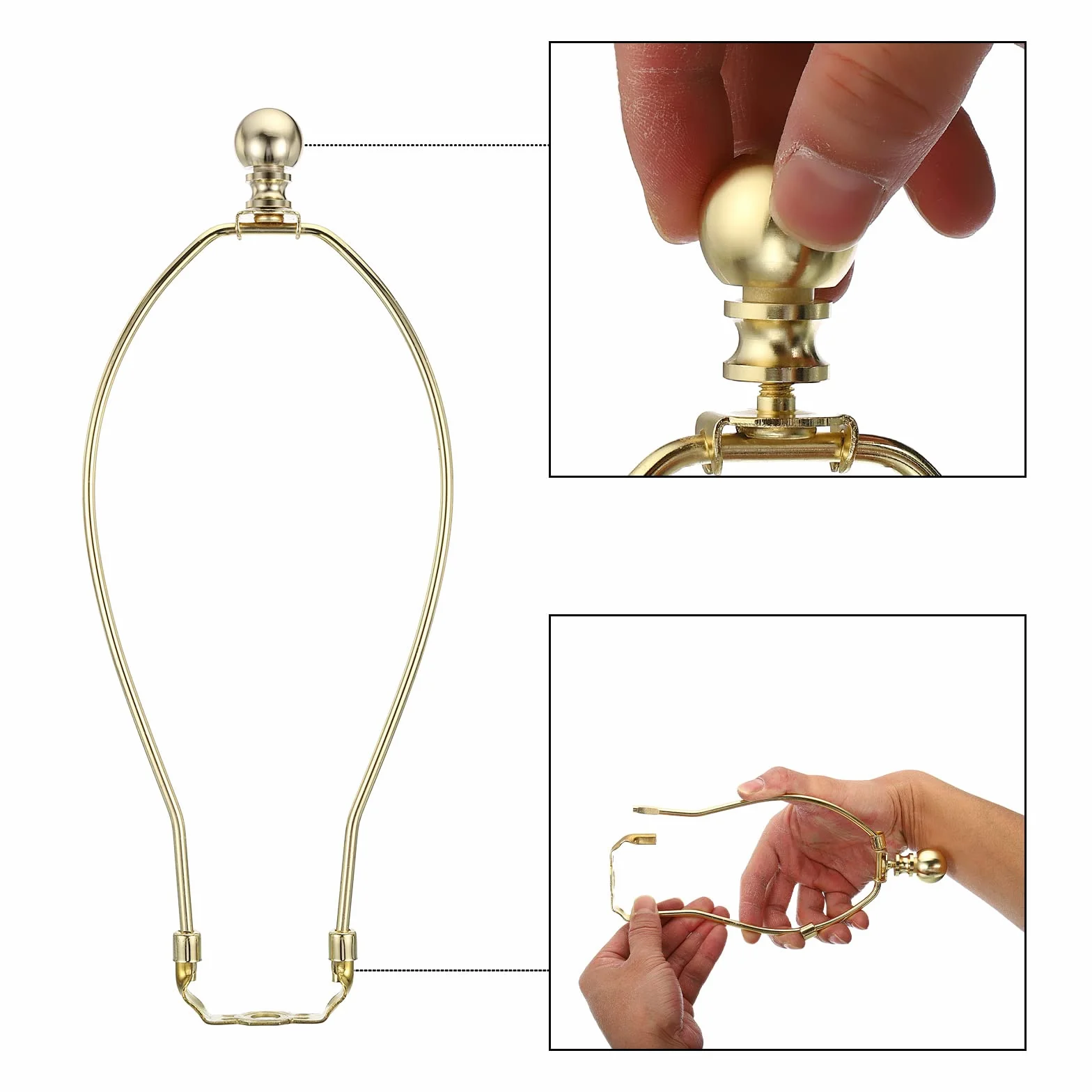 PATIKIL Zestaw harfy lampowej 30 cm, 2 zestawy zdejmowanych oprawek klosza lampy, akcesoria do oświetlenia DIY, złoty odcień