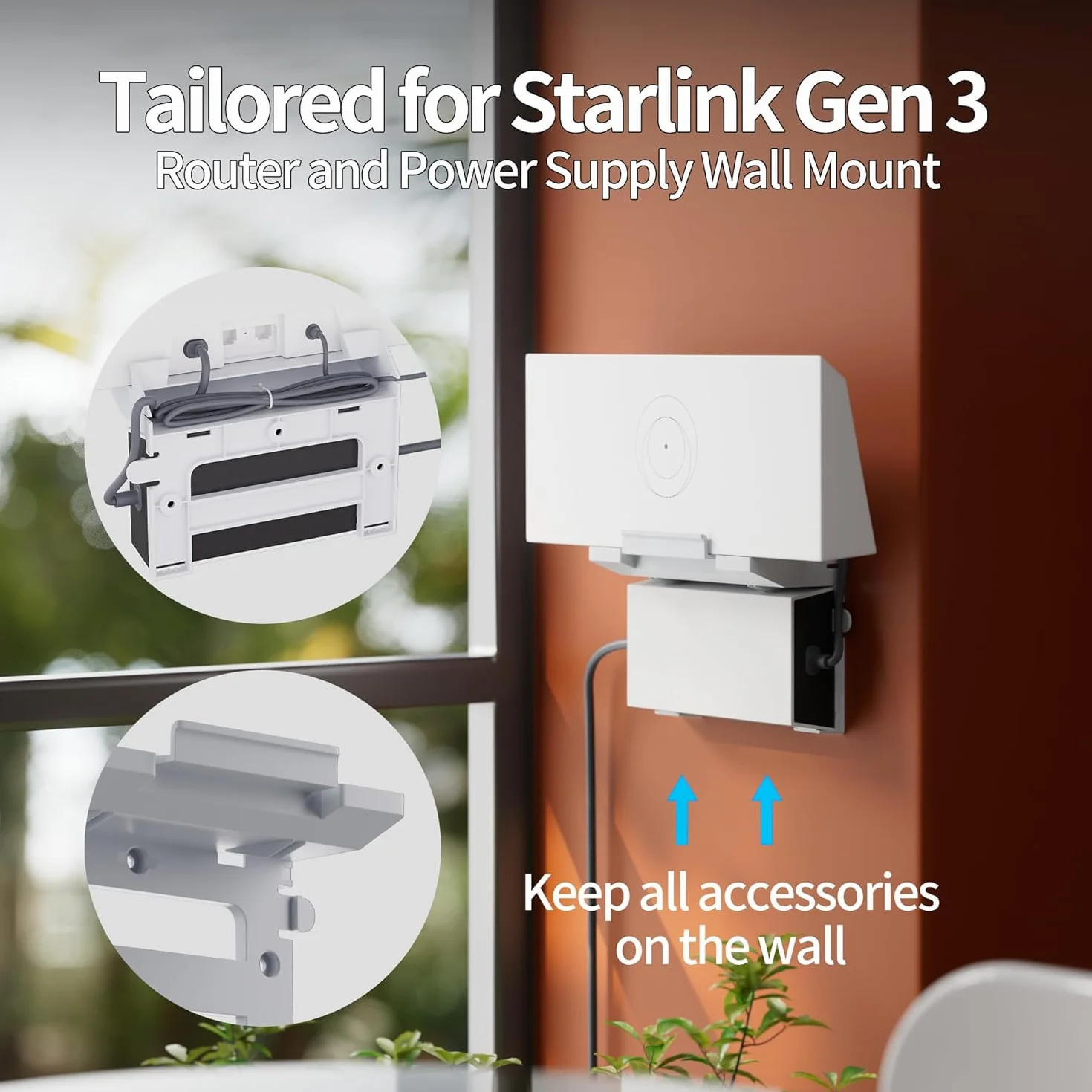 Uchwyt do routera Starlink Gen 3 2 w 1 ścienny zestaw do routera i zasilacza sieciowego