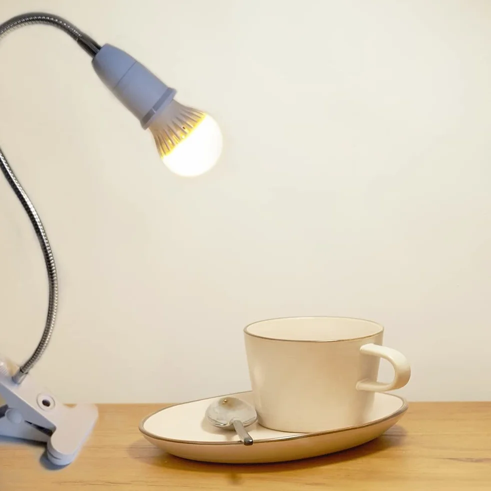 TIMESETL Lampa z klipsem E27 2 szt. 45 W regulowana 360° gęsia szyja biurkowa z zaciskiem