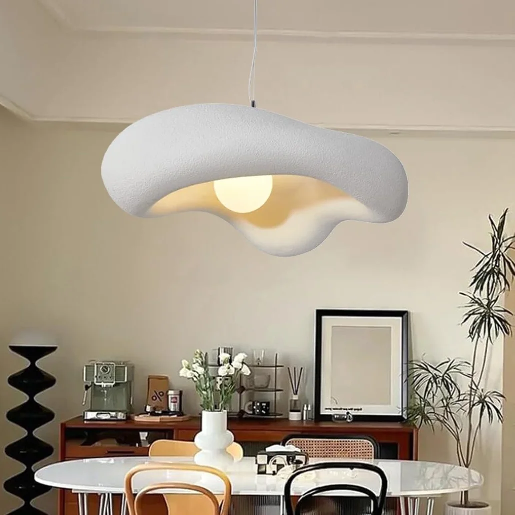 Nordycki Żyrandol Wabi-Sabi Lampa Wisząca Kwiatowa E27 Biały 60cm