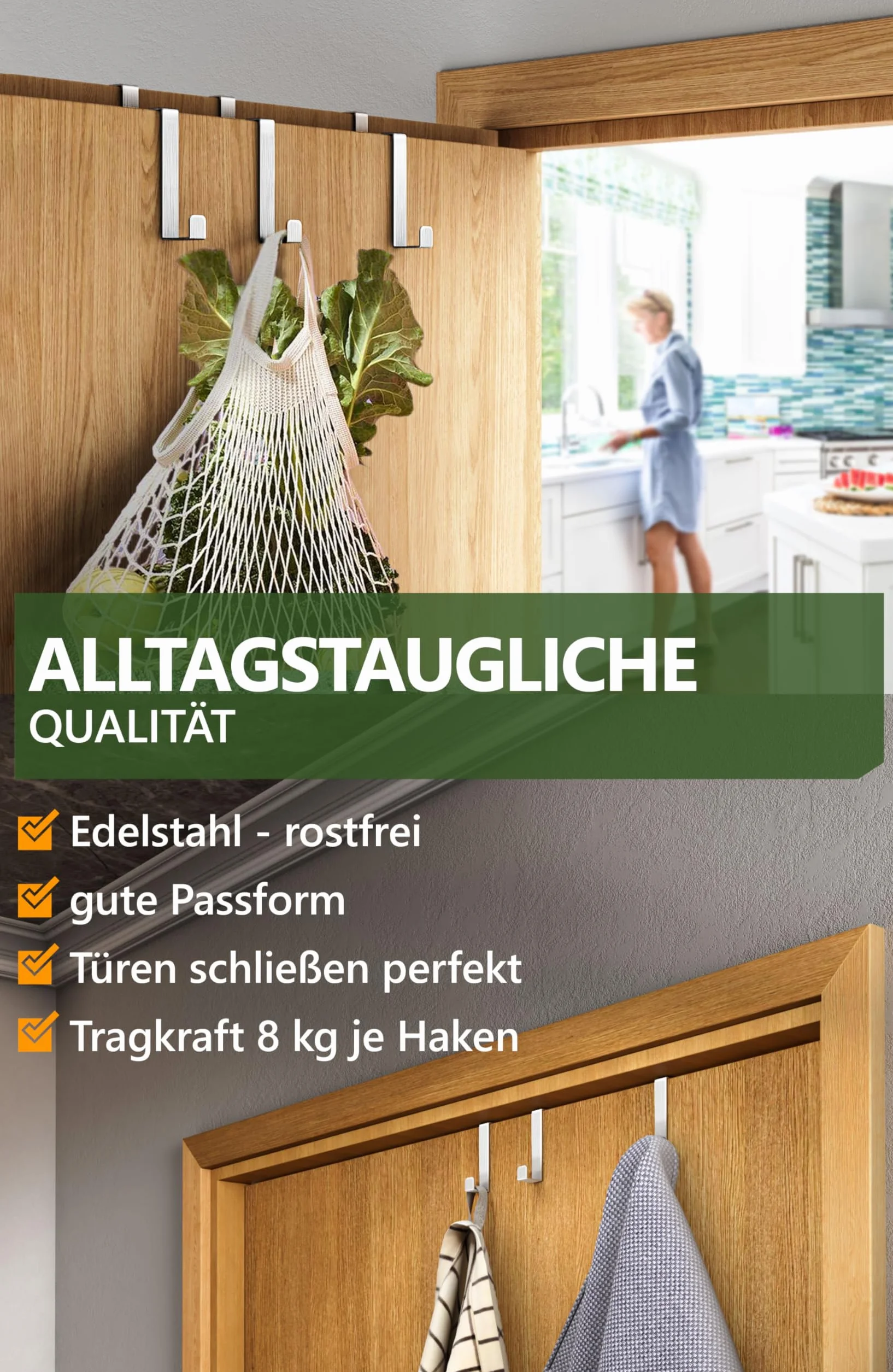 4smile Haczyki na drzwi – zestaw 10 sztuk, stal nierdzewna – haki do zawieszenia